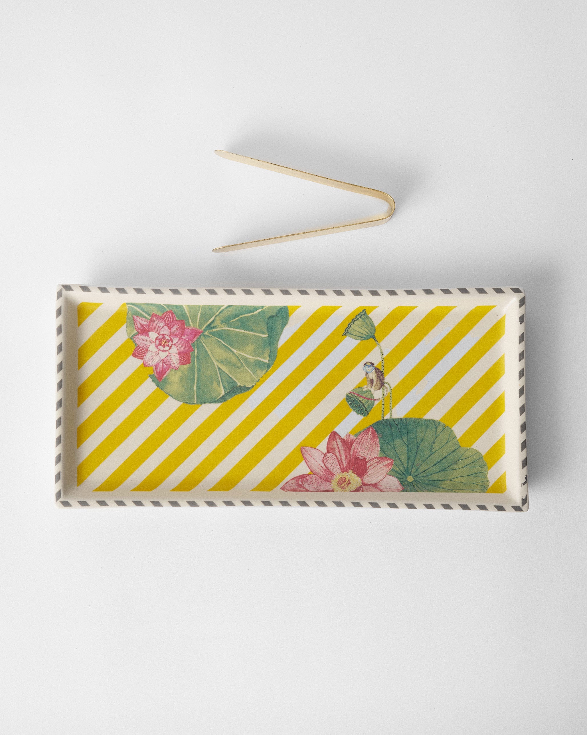 Lotus Garden Cookie Tray with Tong - Yellow