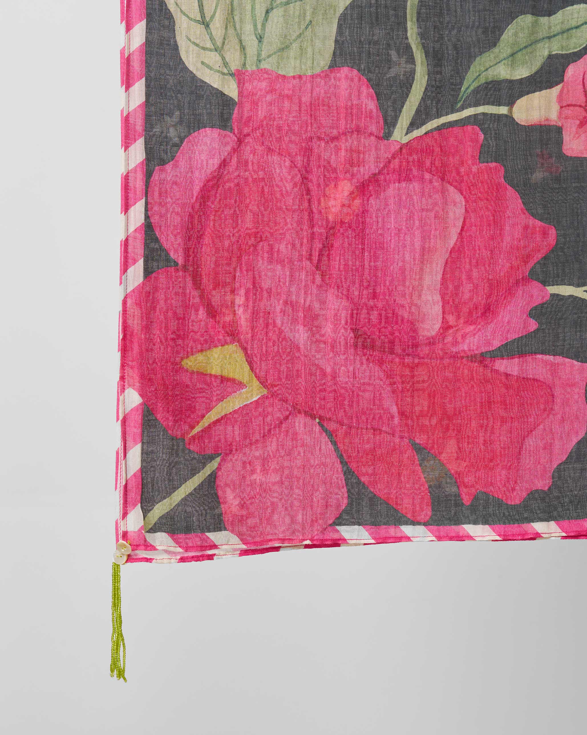 Kaveri Dupatta - Charcoal & Watermelon Print