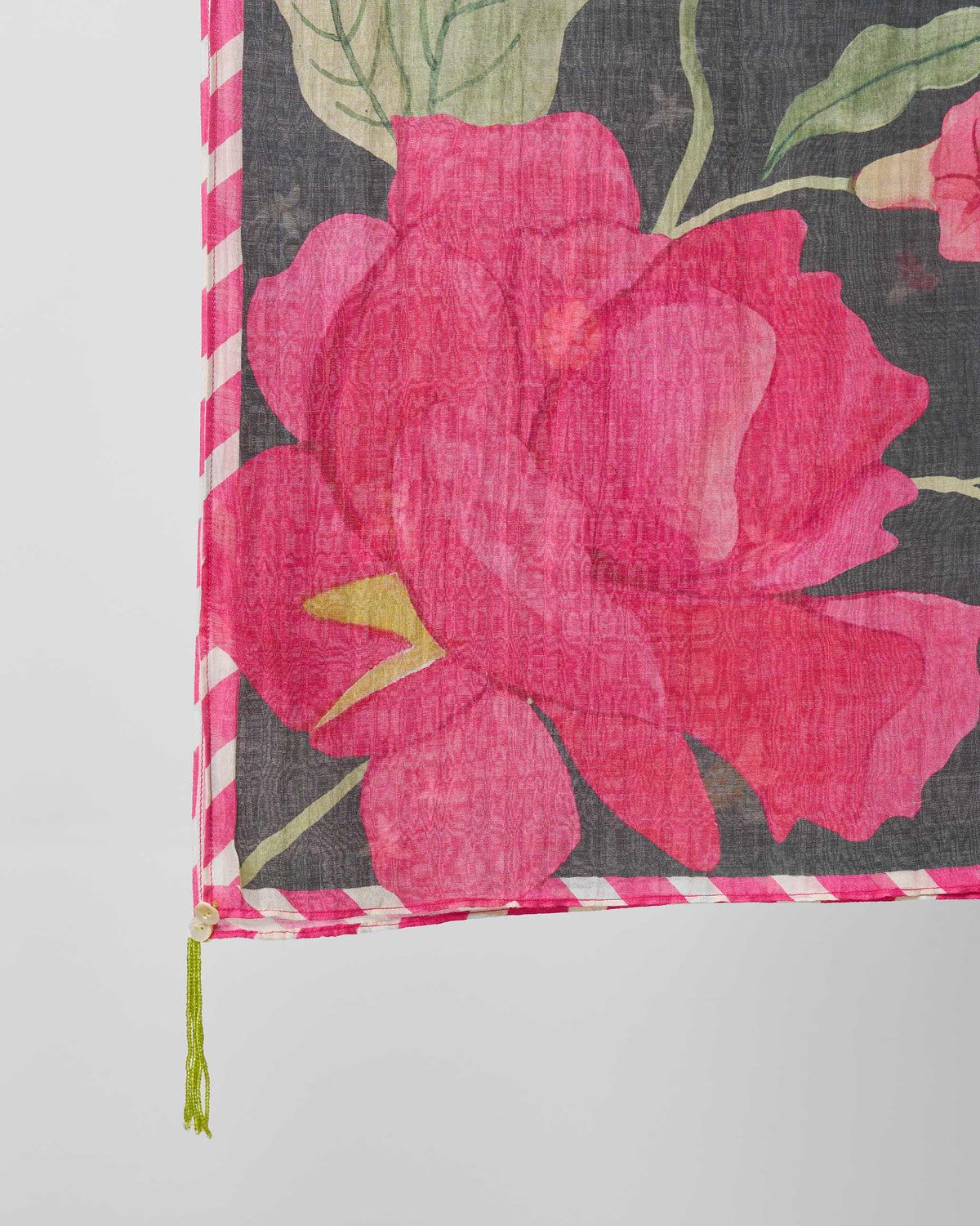 Kaveri Dupatta - Charcoal & Watermelon Print
