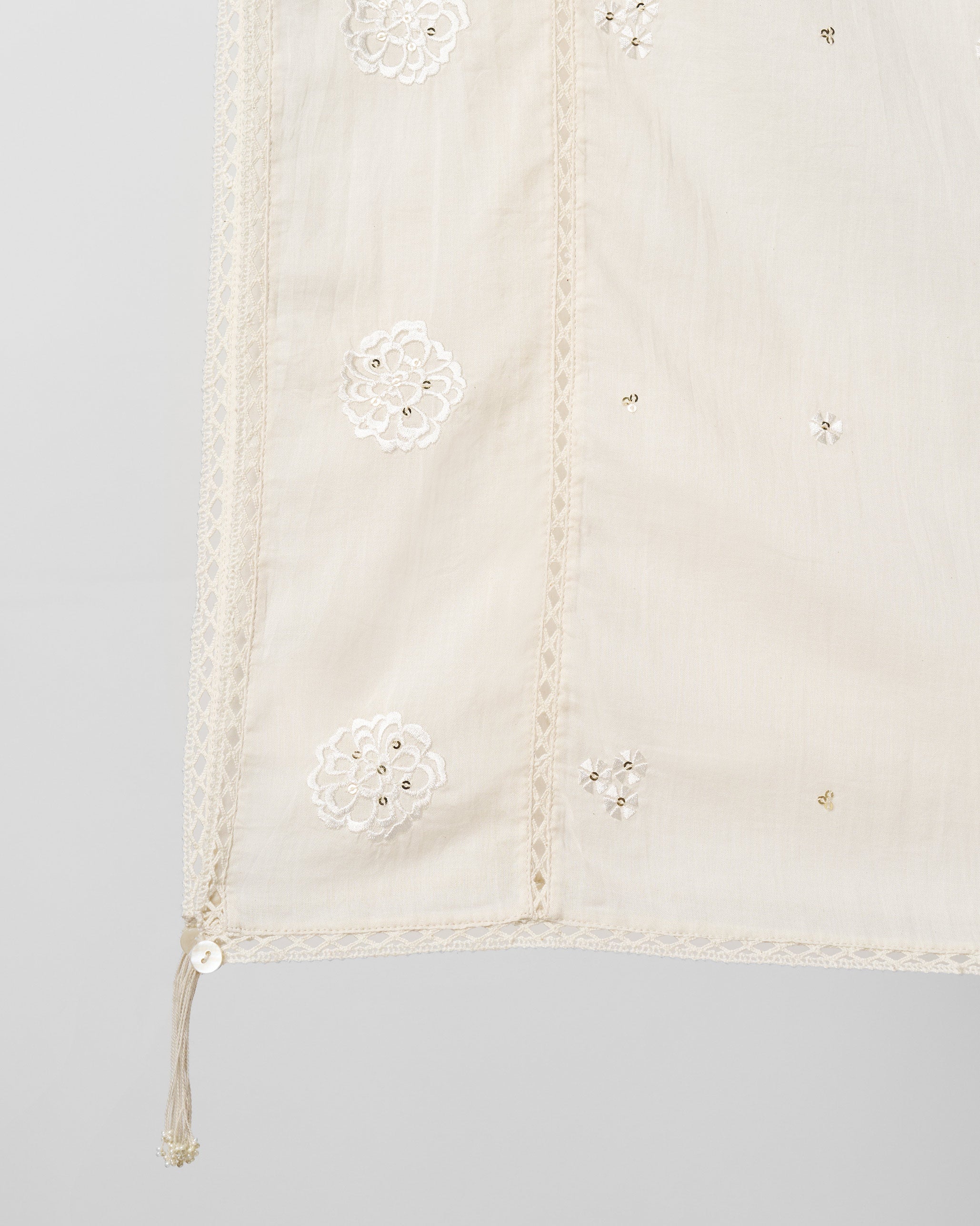 Mariegold Dupatta - Ivory Embroidered