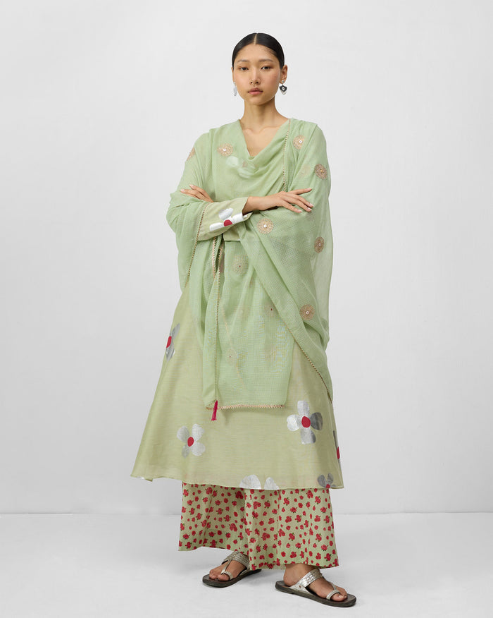 Kosi Dupatta - Mint Embroidered