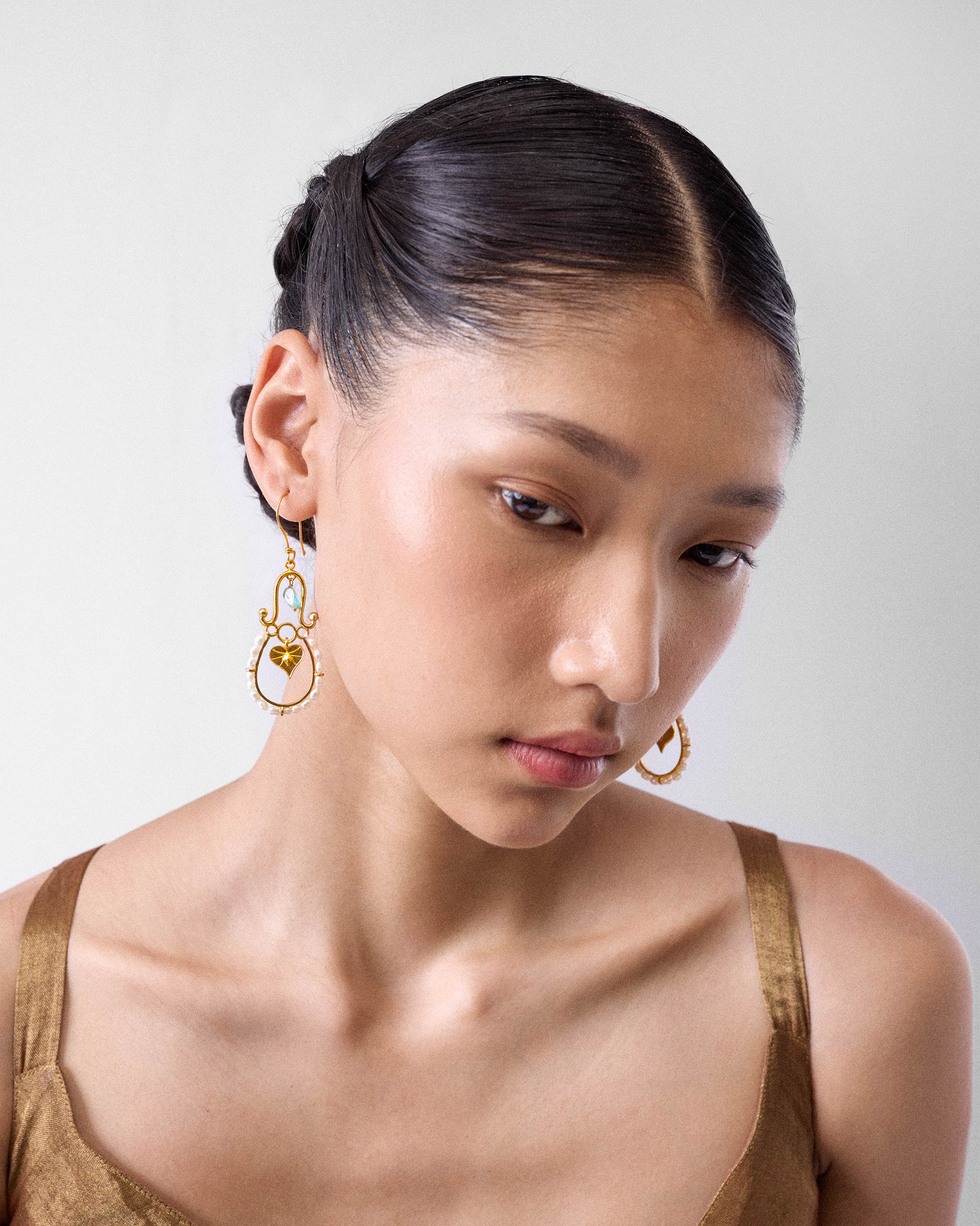 Peepal Patta Danglers - Gold