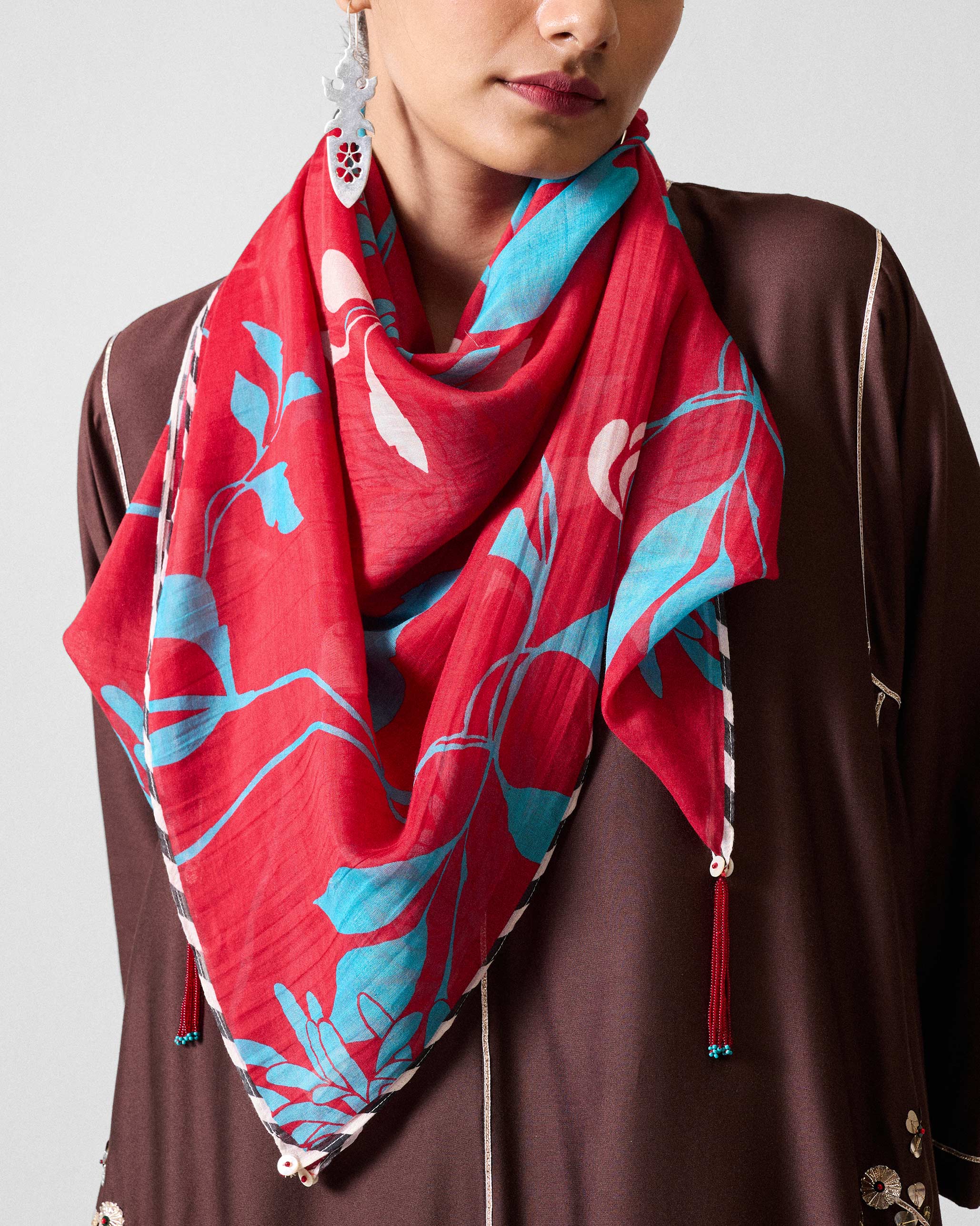 Big Floral Scarf - Red