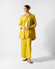 Flare Panelled Shirt - Chartreuse & Gold Printed