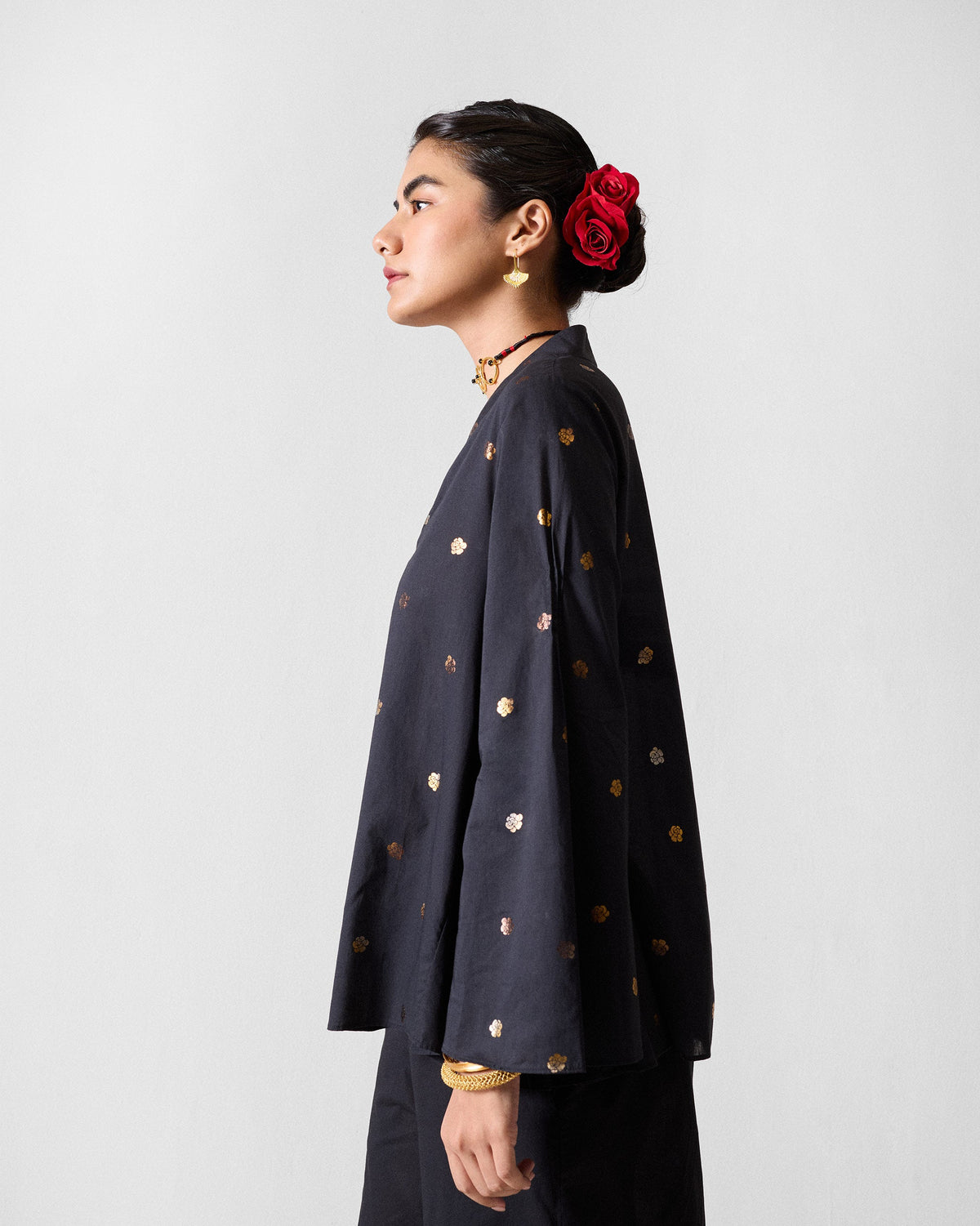 Tangier Top - Black & Gold Printed