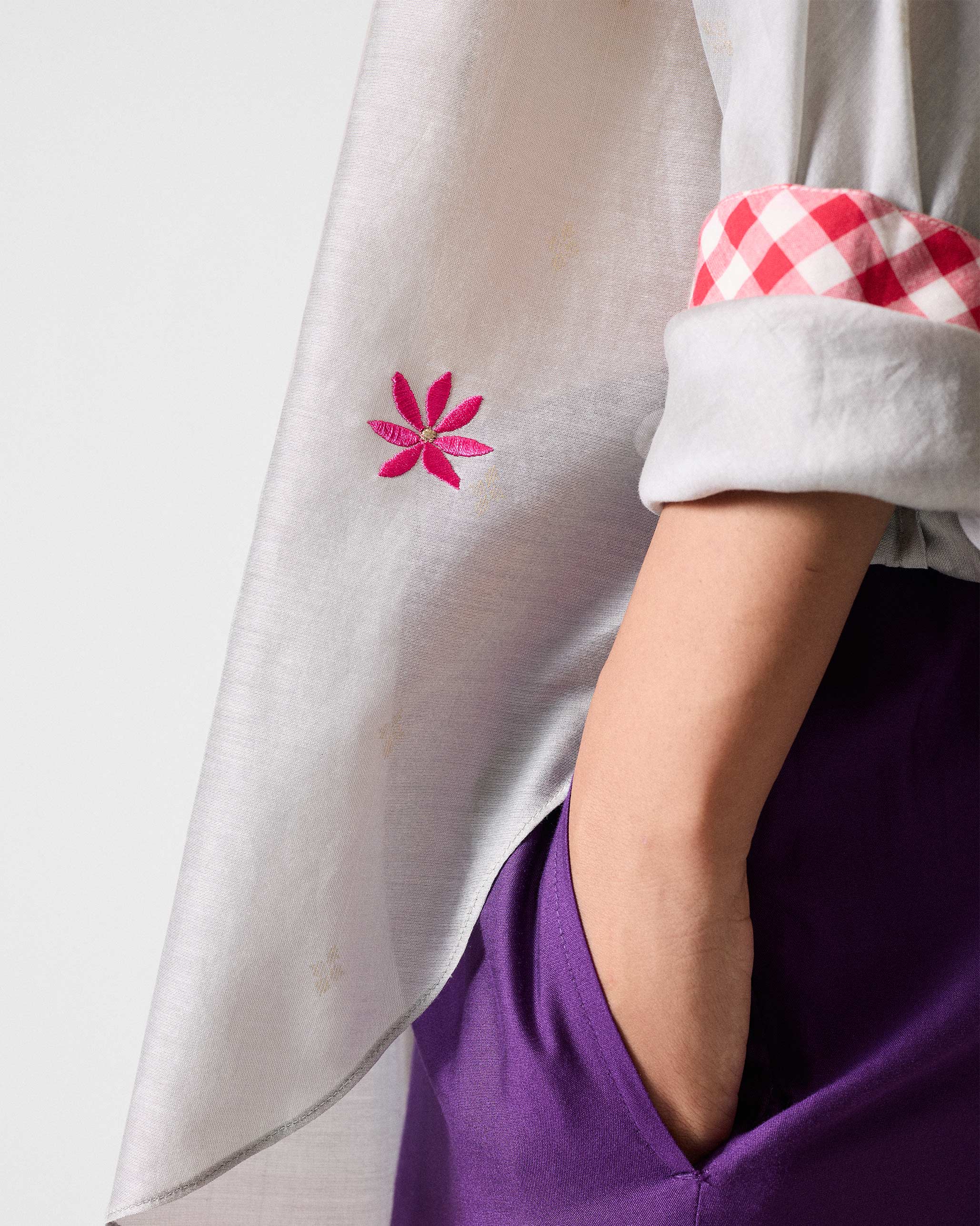 Amravati Top - Grey & Gold Printed