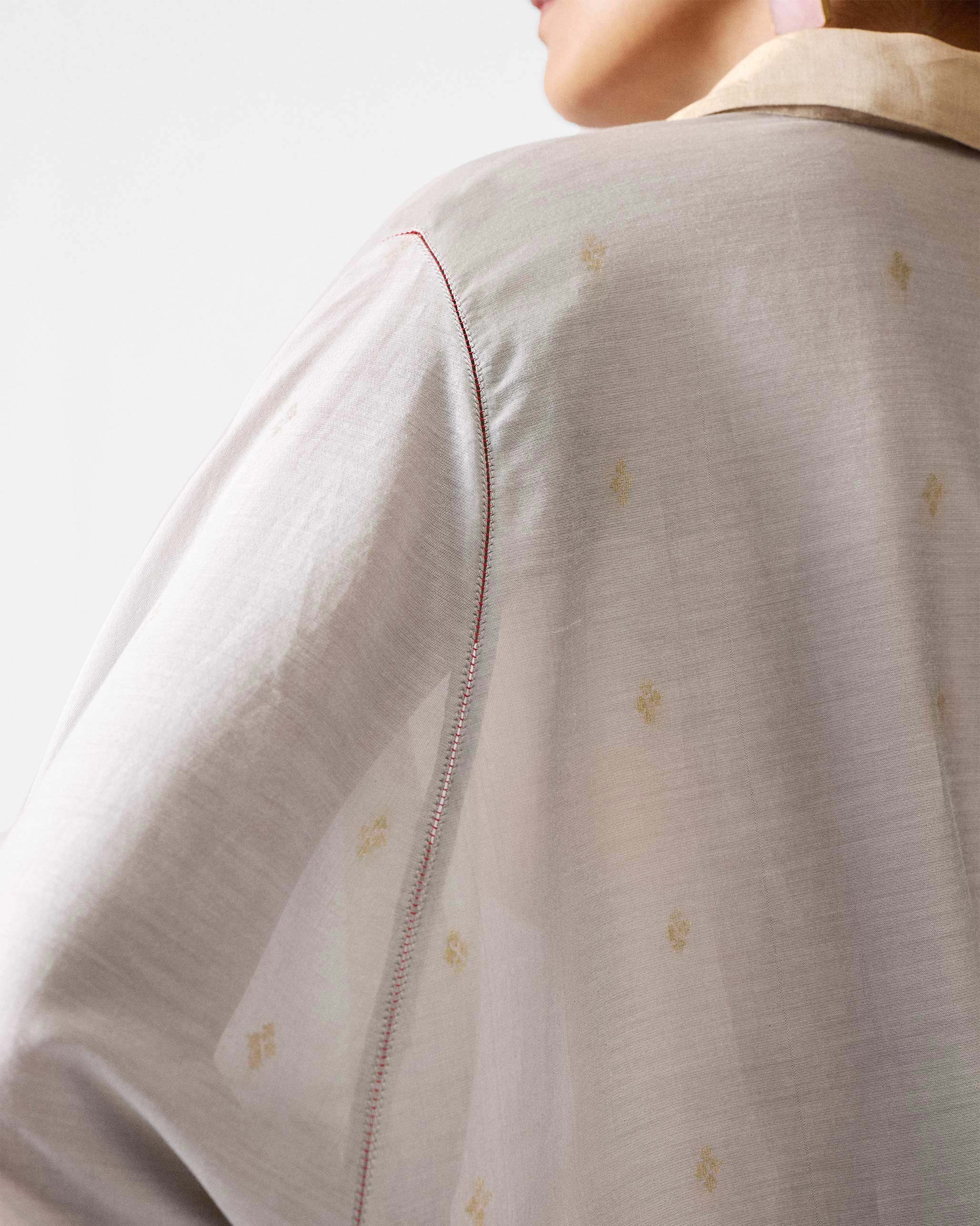 Amravati Top - Grey & Gold Printed