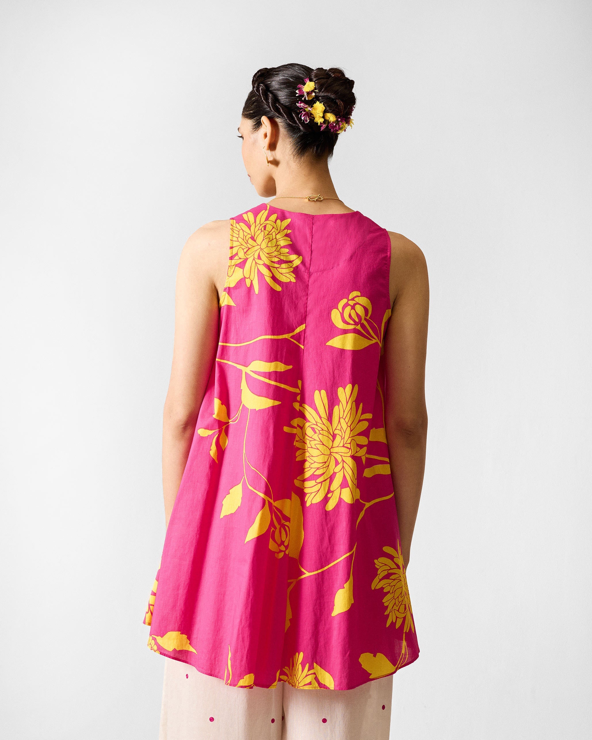 Lantern Top - Fuchsia & Lime Printed