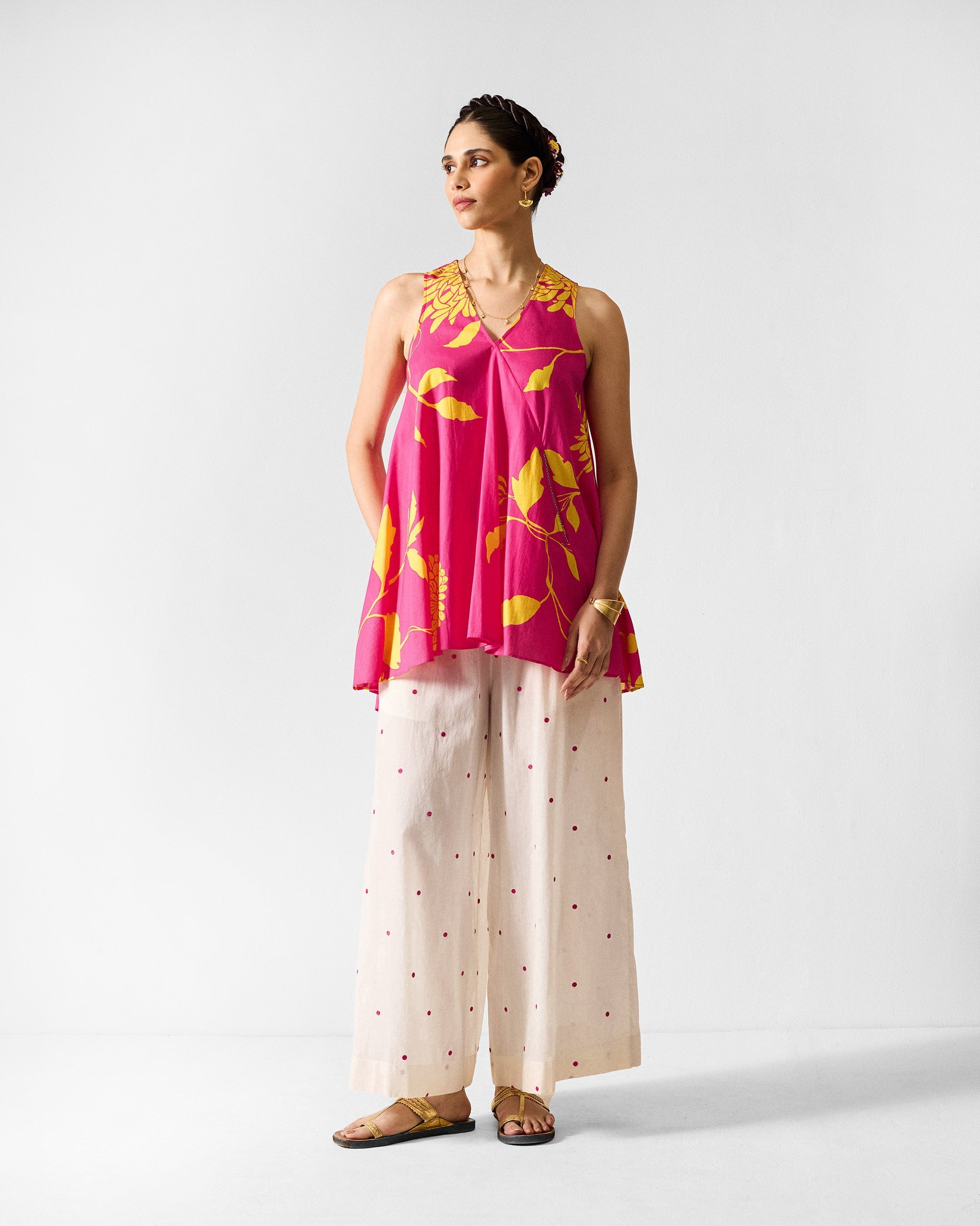 Lantern Top - Fuchsia & Lime Printed