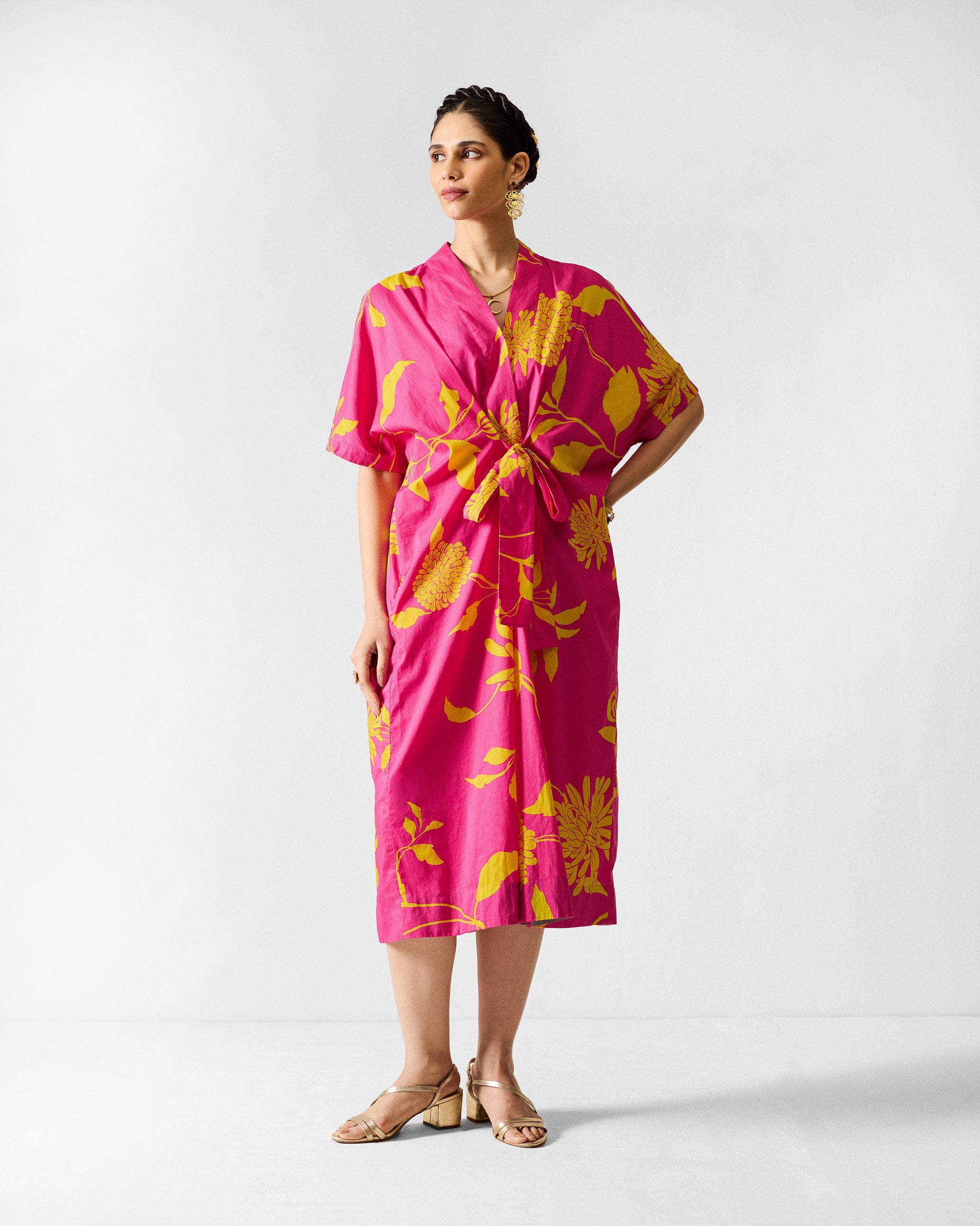 Doda Dress with Slip - Fuchsia & Lime Printed