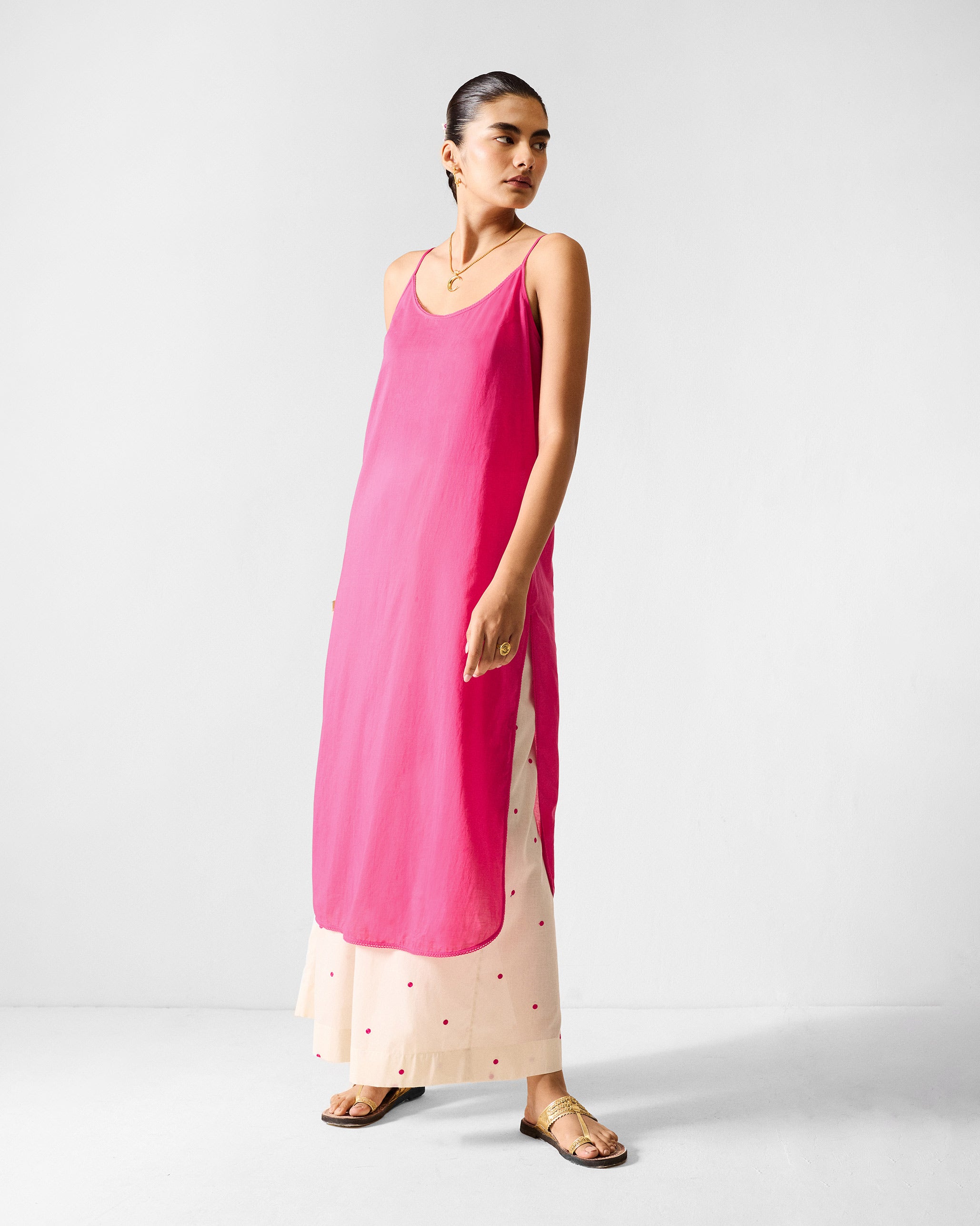 Doda Dress with Slip - Fuchsia & Lime Printed