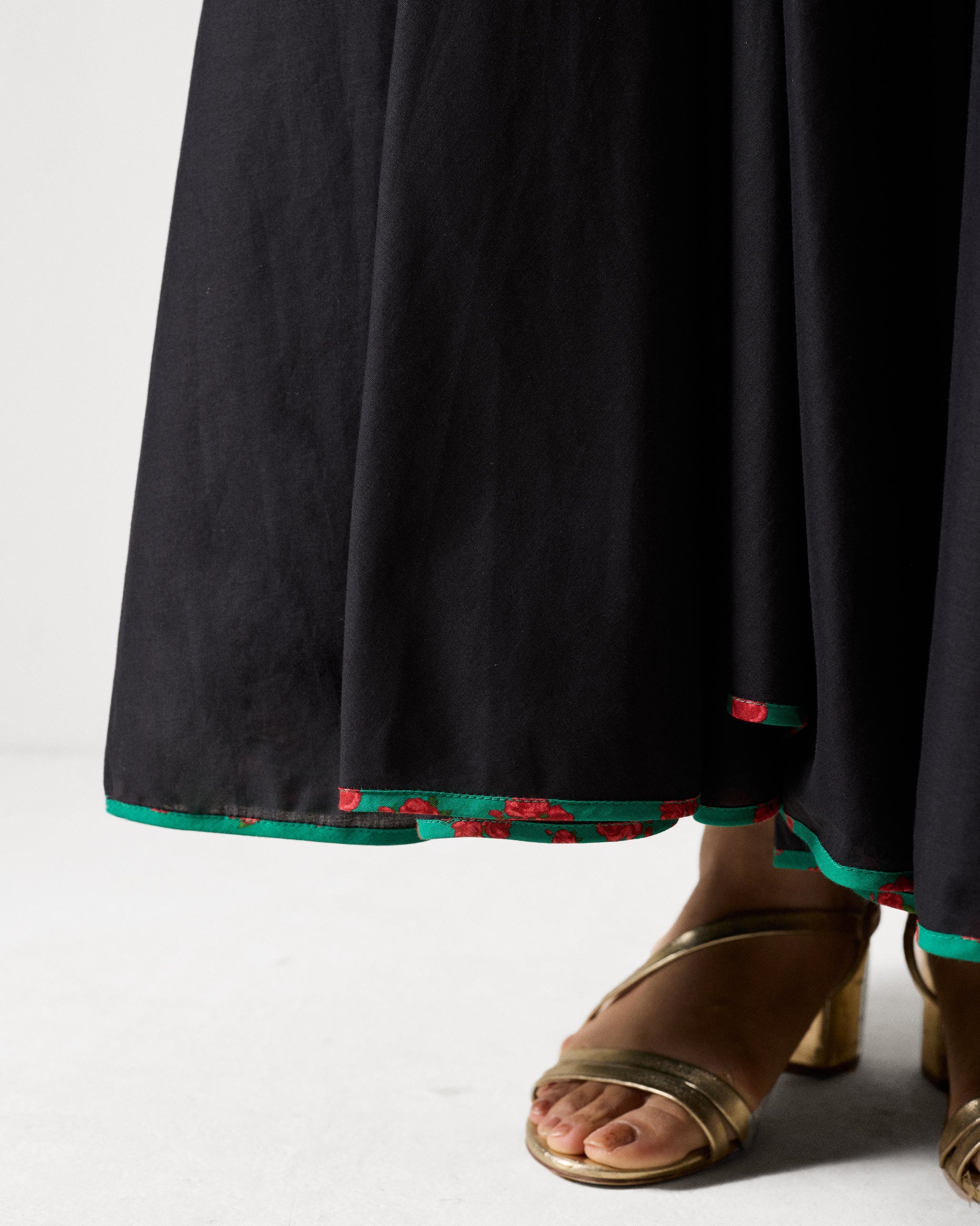 Leh Dress - Black & Gold Printed