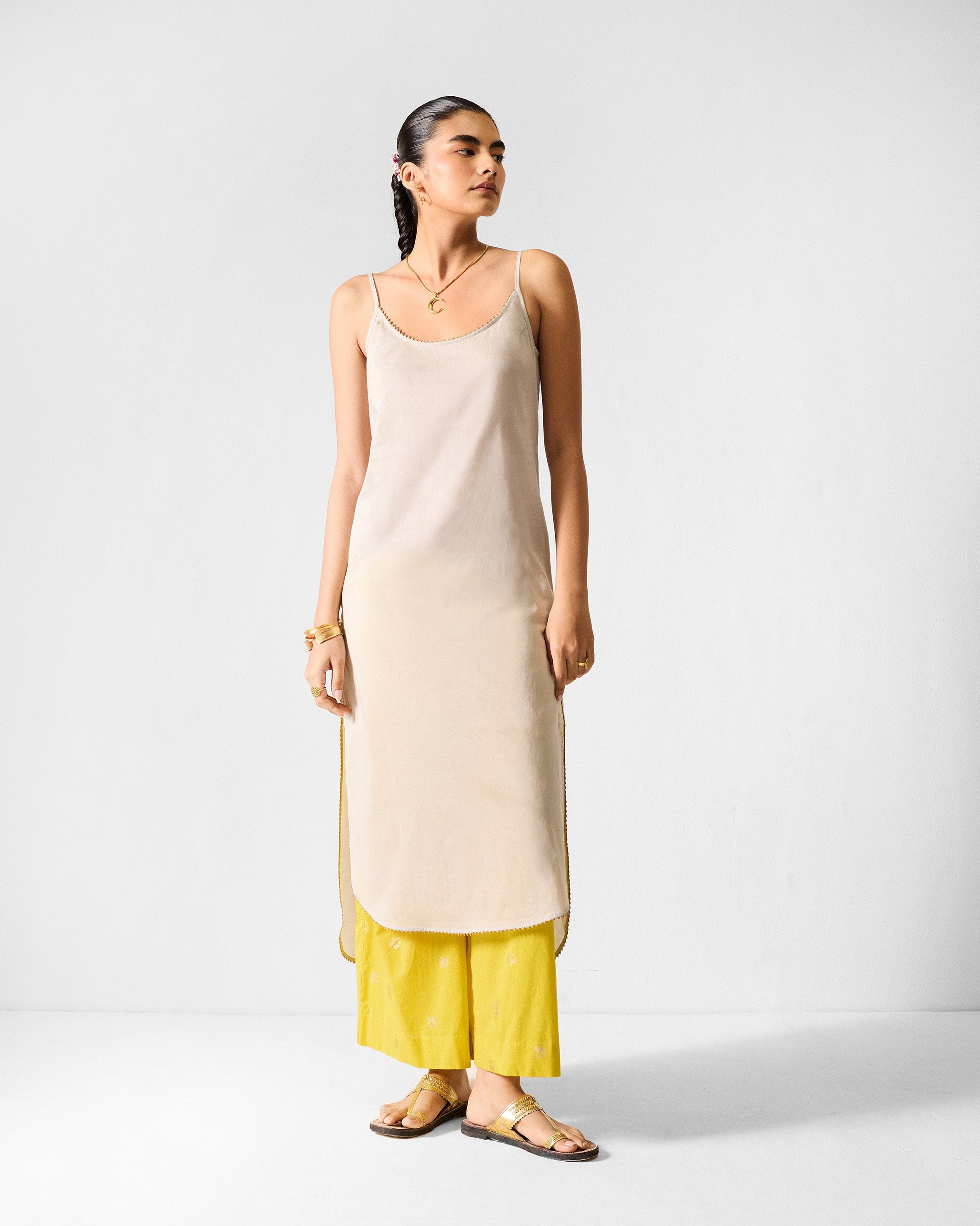 Basic Pyjamas - Chartreuse & Gold Printed