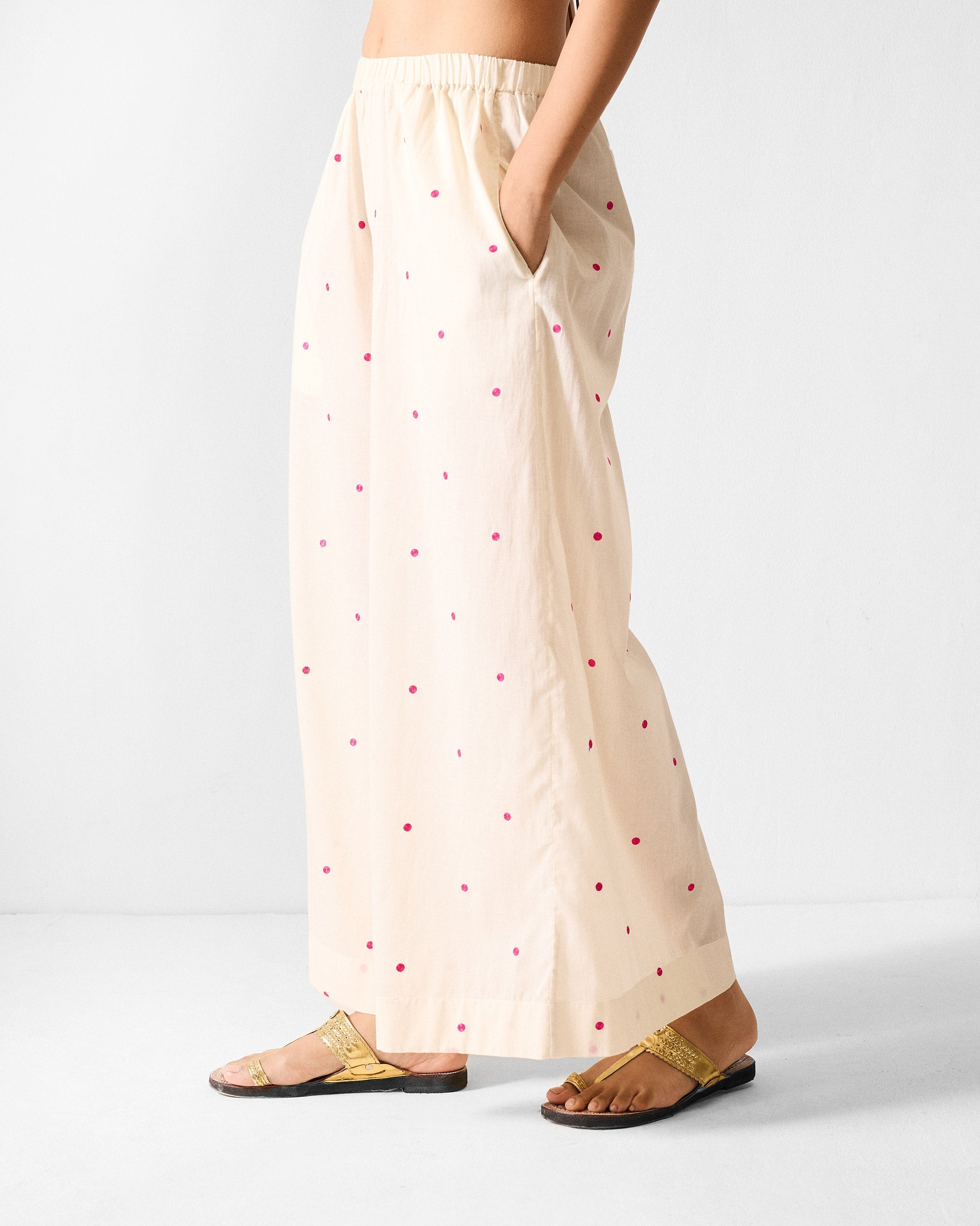 Classic Pyjamas - Ivory & Fuchsia Embroidered