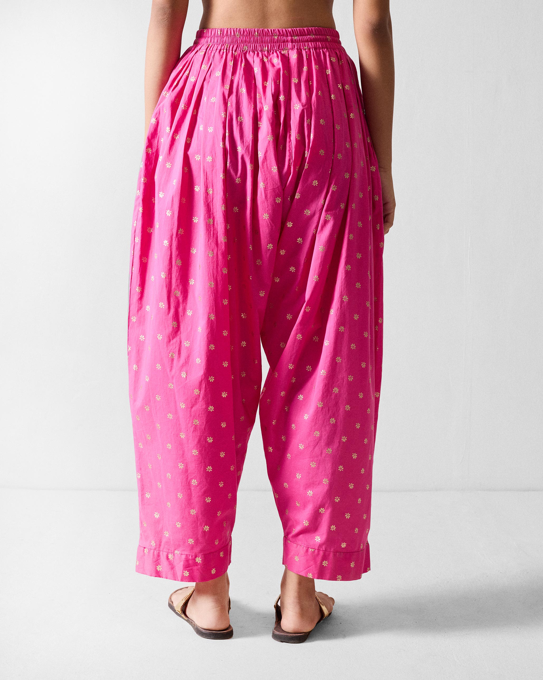Salem Pants - Fuchsia & Gold Printed