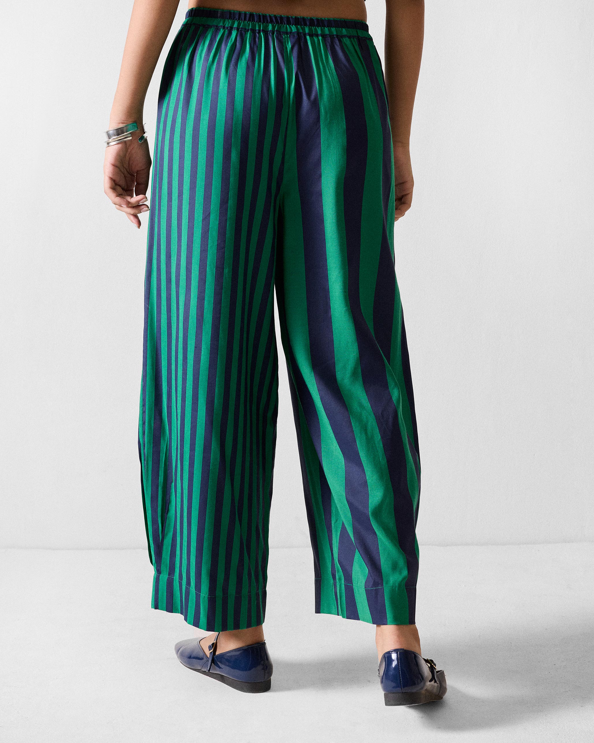 Serene Pants - Navy & Green Printed