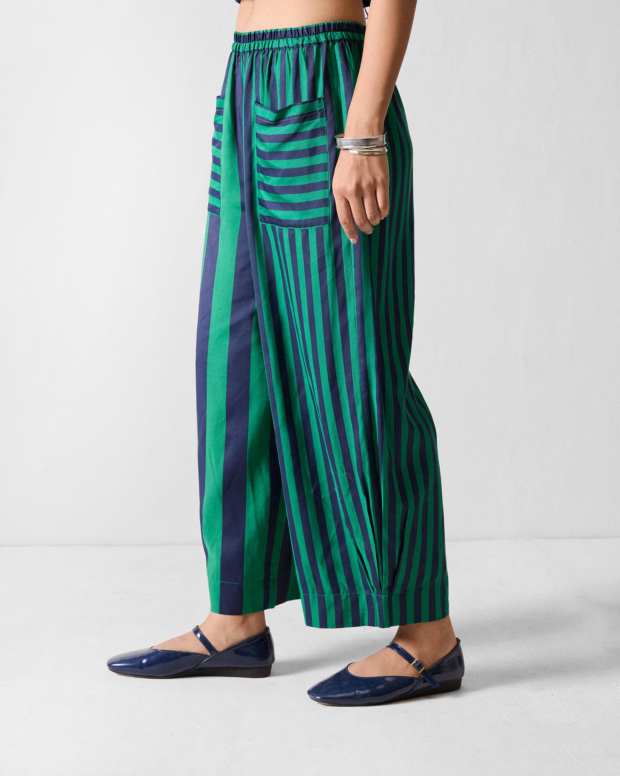Serene Pants - Navy & Green Printed