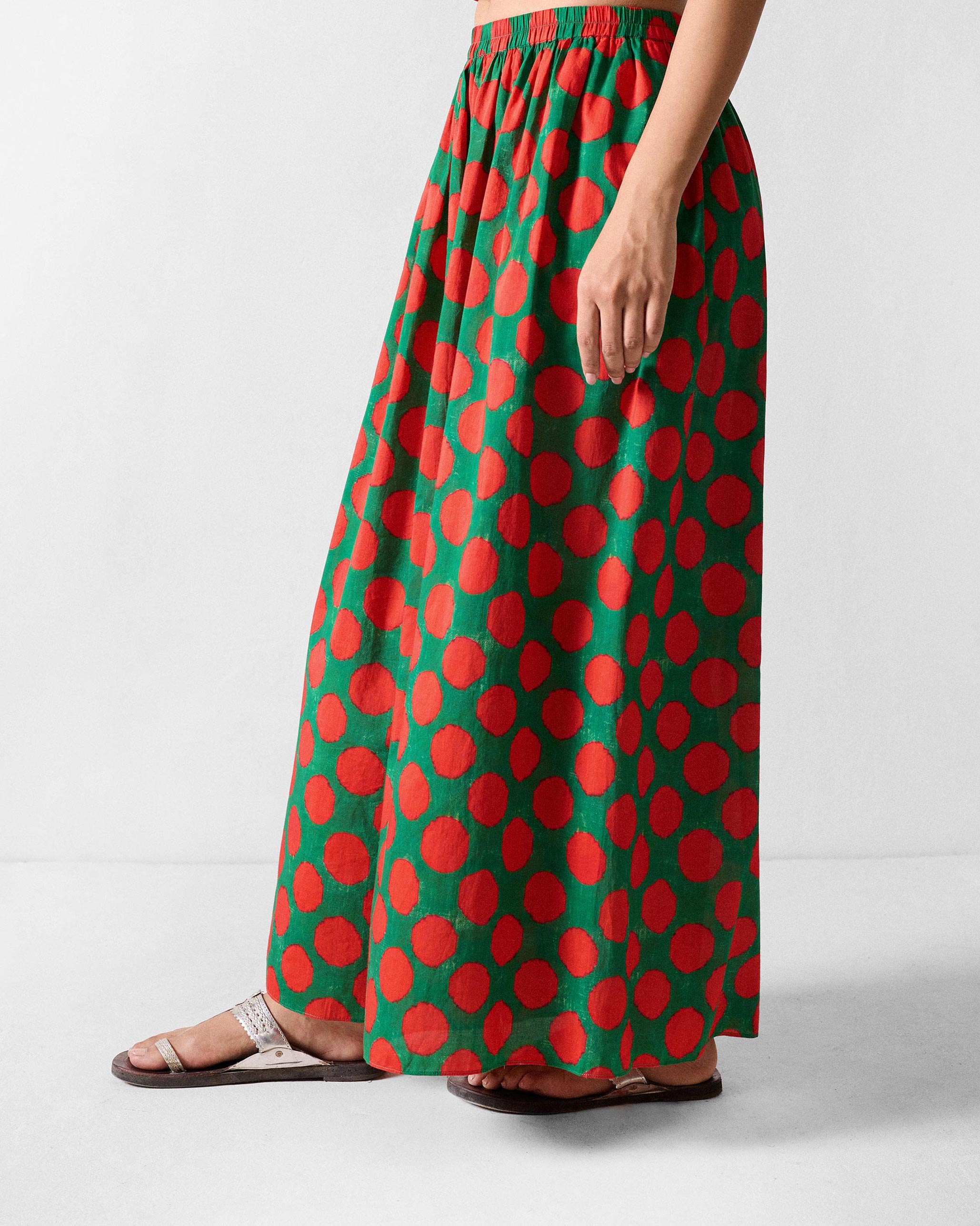 Yoi Hem Pants - Red & Green Printed