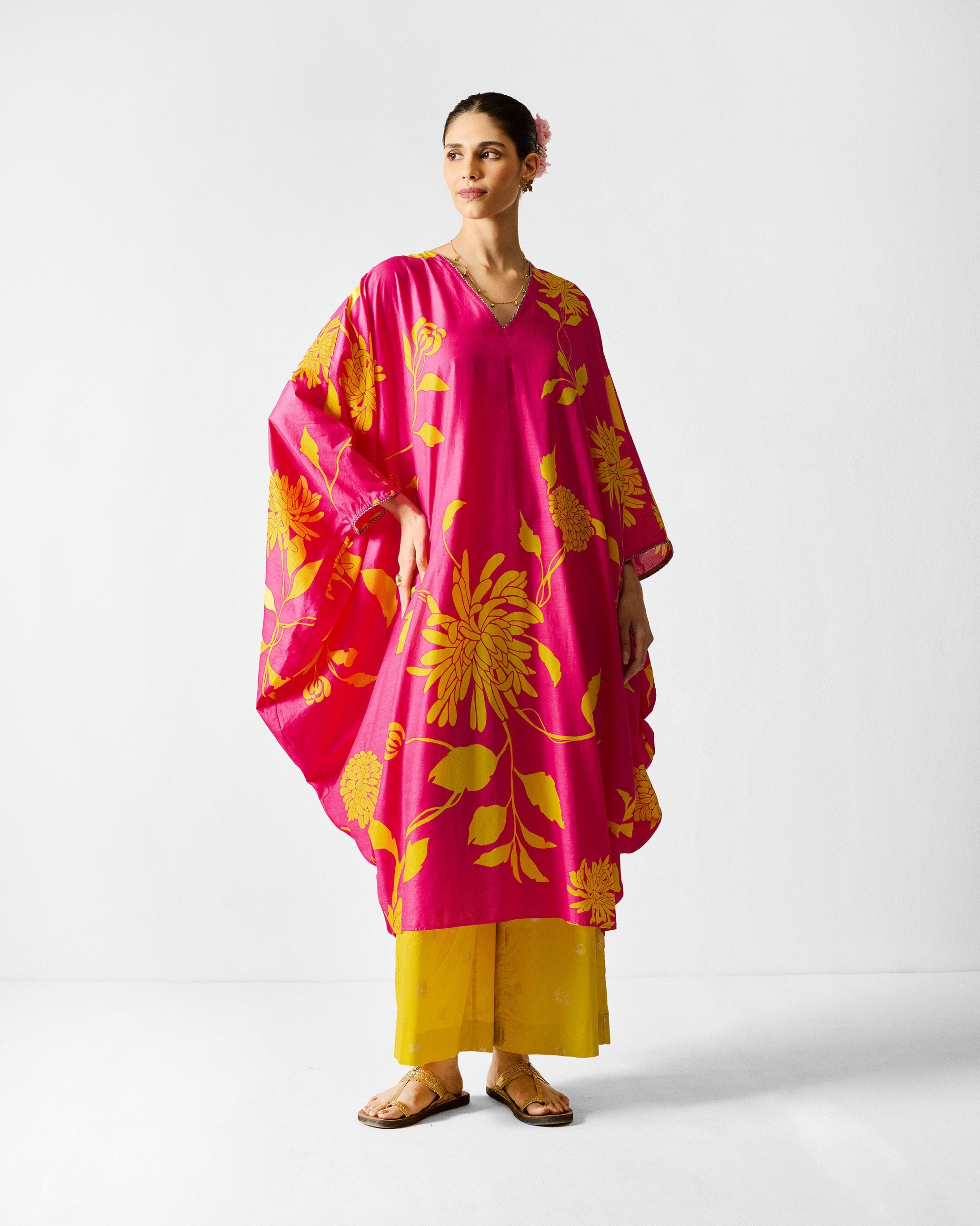 Kosi Kaftan - Fuchsia & Lime Printed