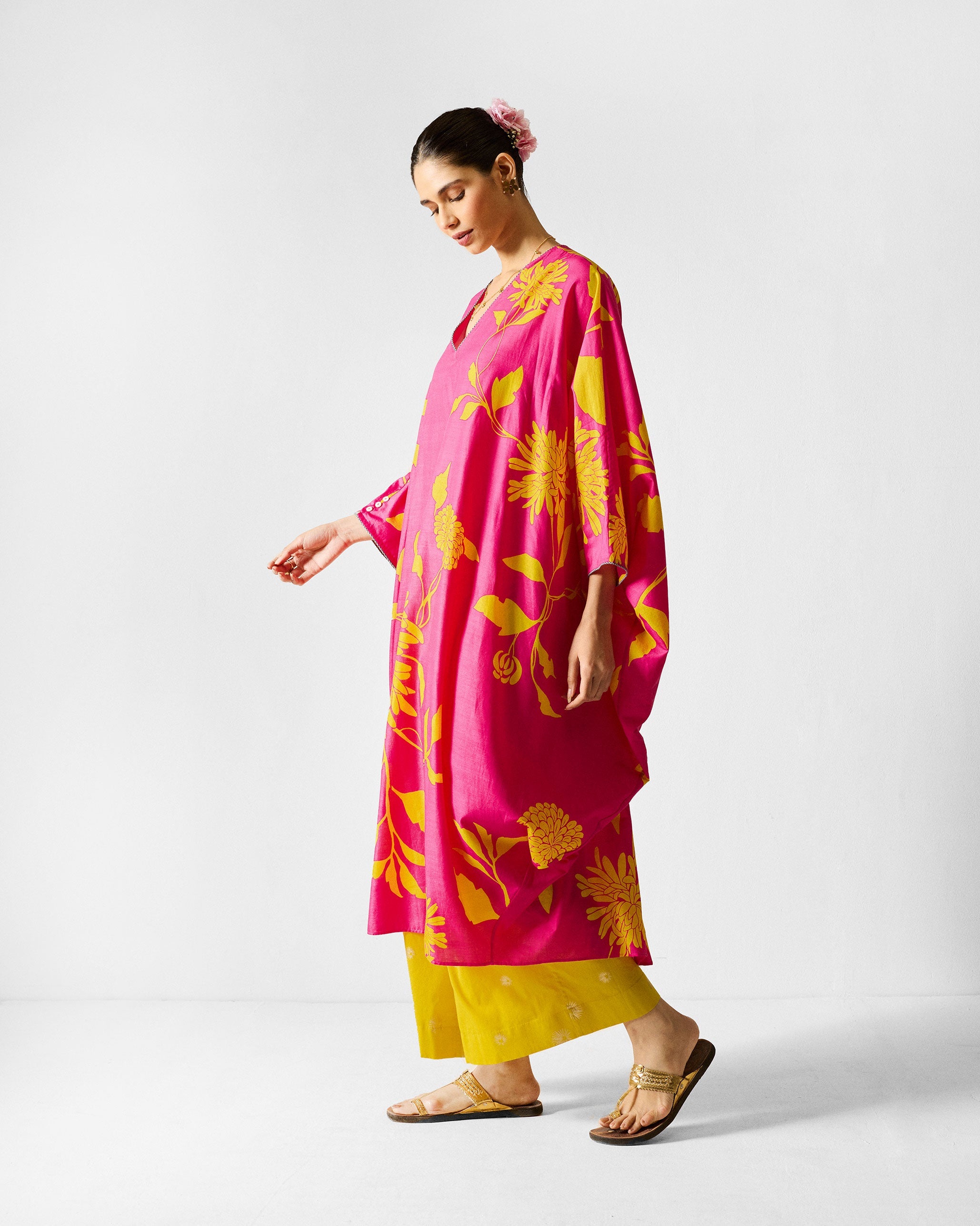 Kosi Kaftan - Fuchsia & Lime Printed
