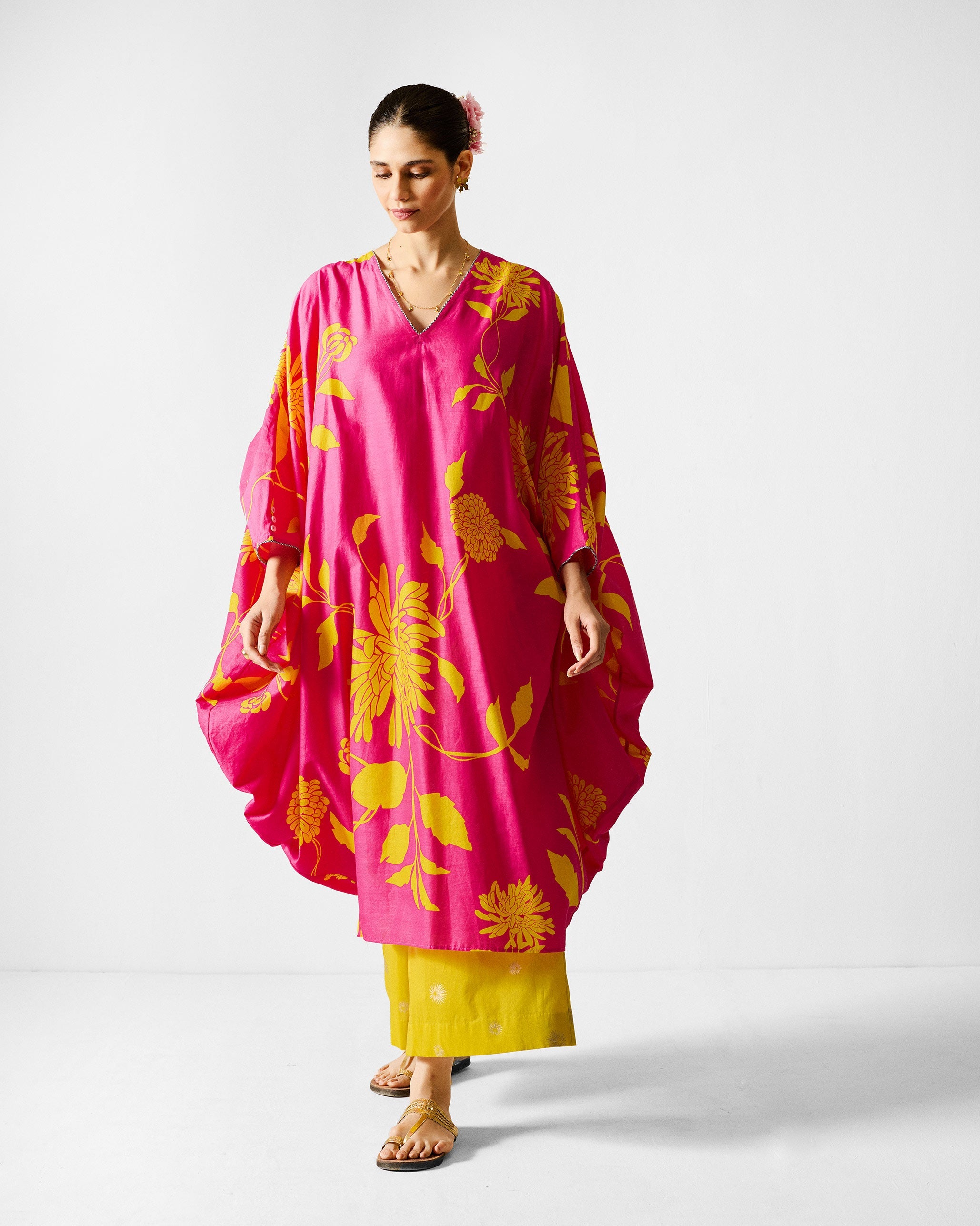 Kosi Kaftan - Fuchsia & Lime Printed