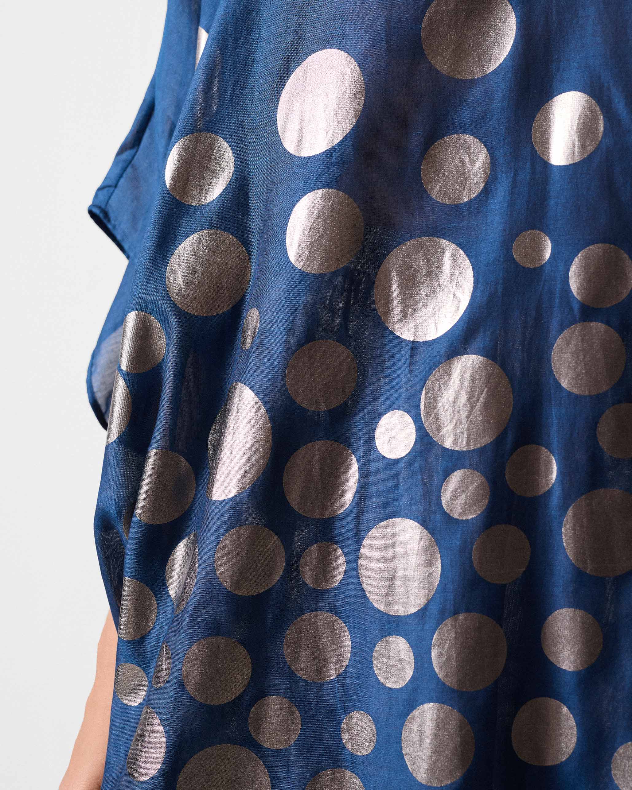 Kohima Kaftan - Blue & Gun Metal Printed