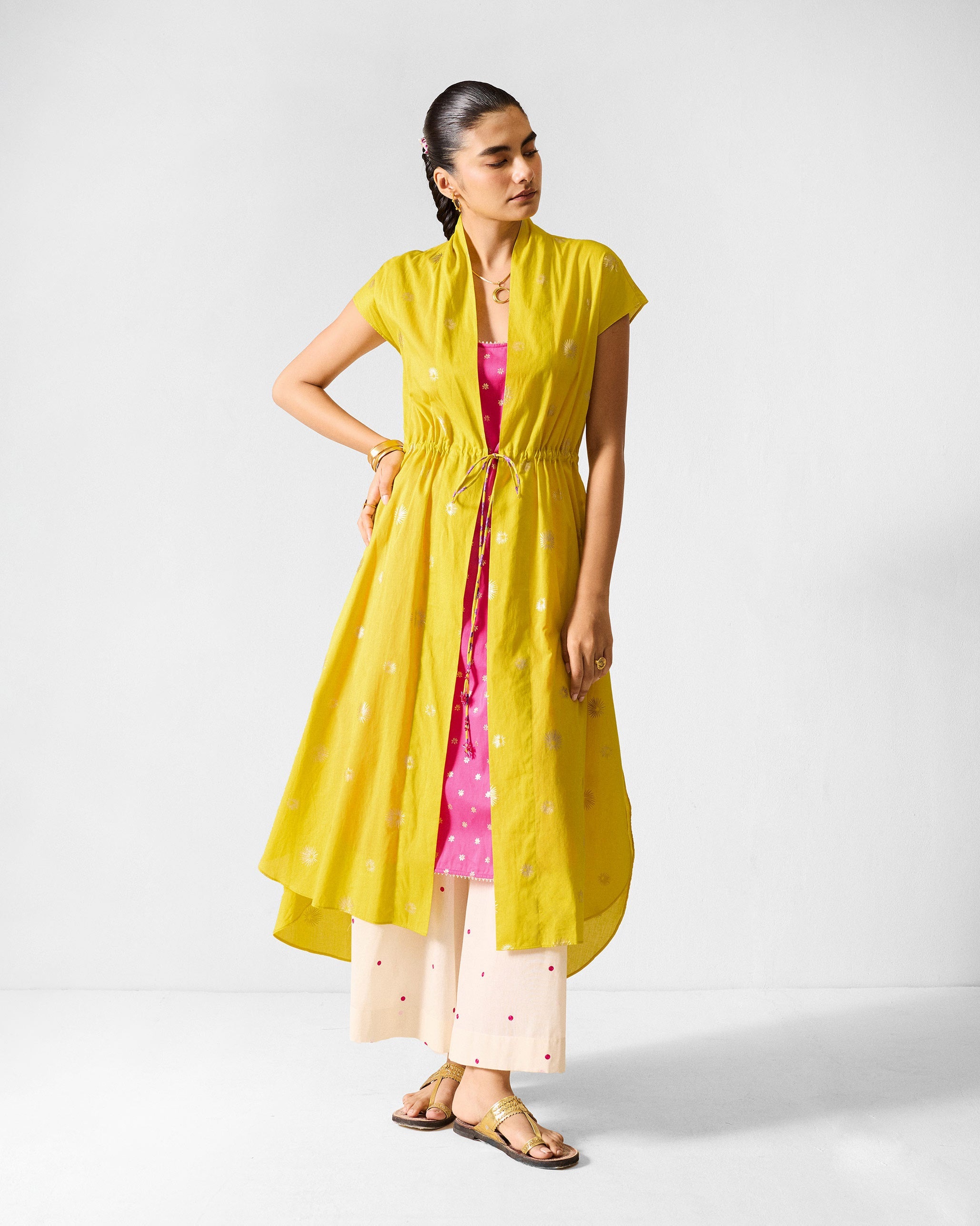 Myra Overlay - Chartreuse & Gold Printed