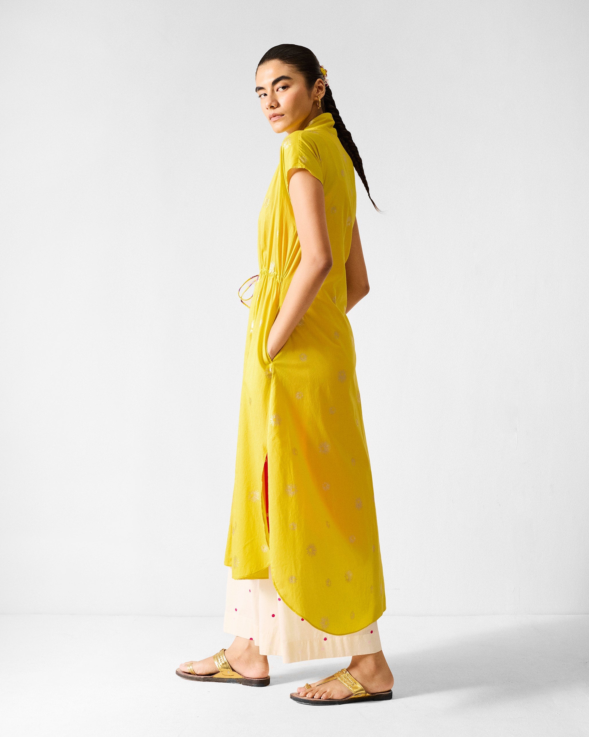 Myra Overlay - Chartreuse & Gold Printed