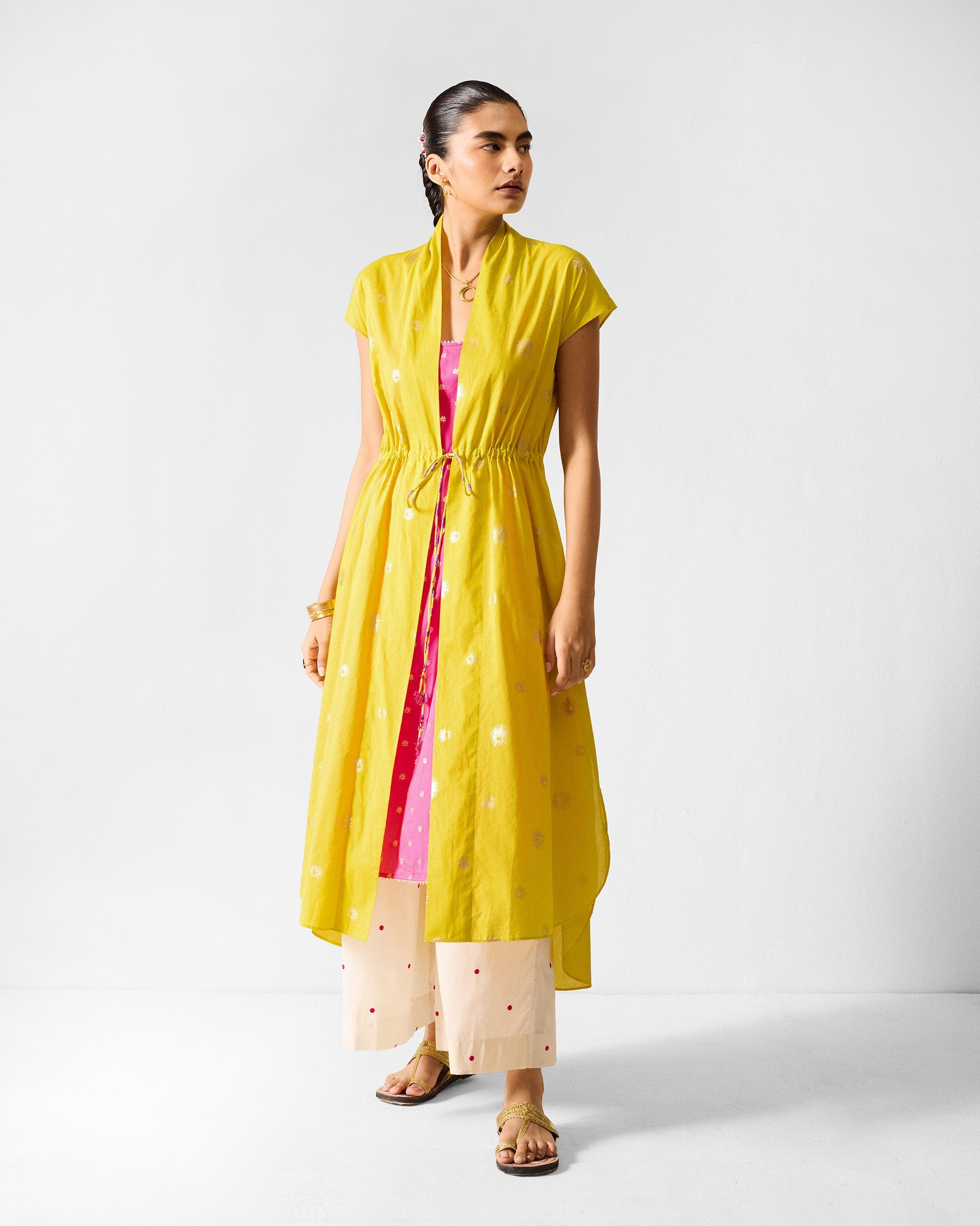 Myra Overlay - Chartreuse & Gold Printed