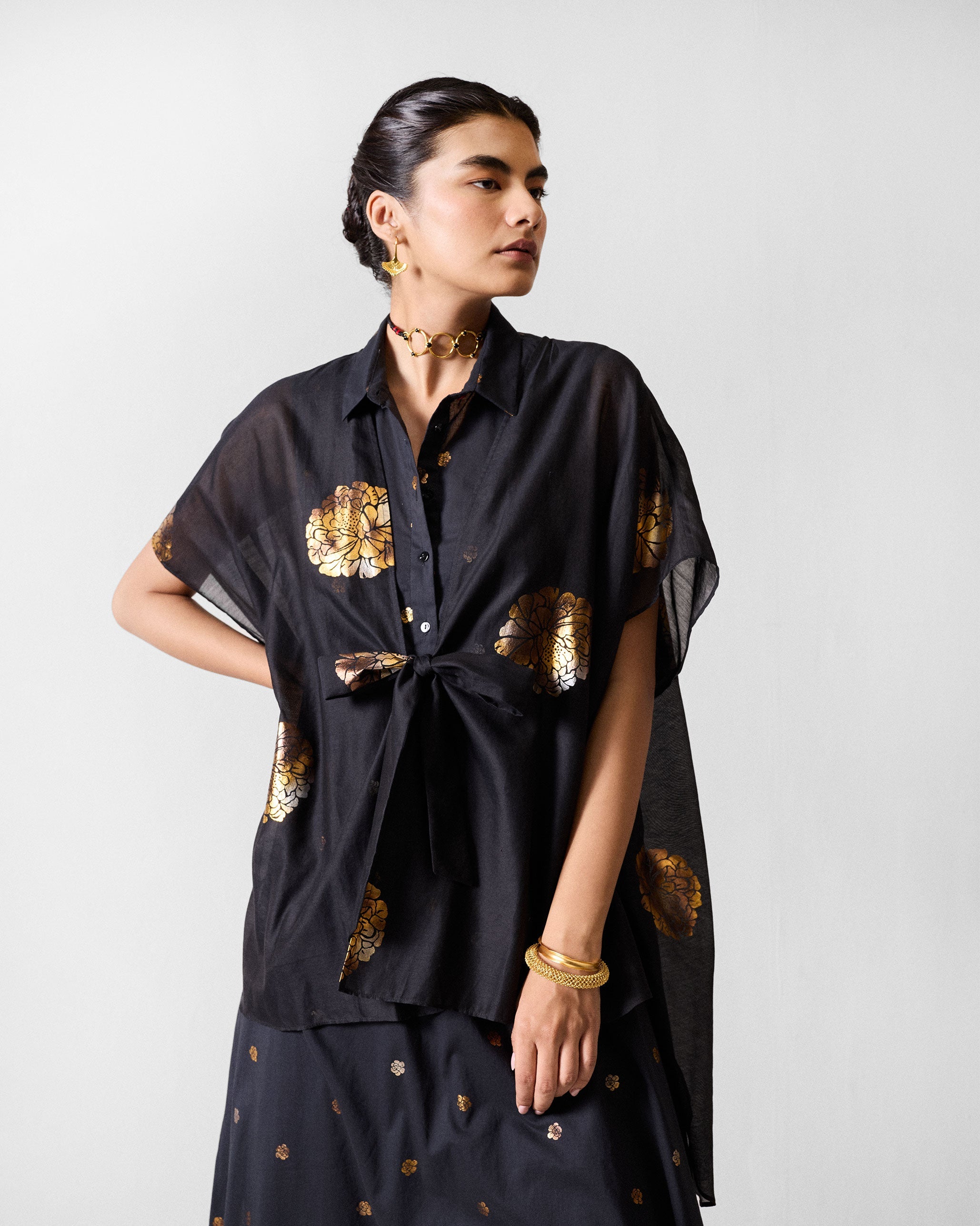 Autumn Bloom Overlay - Black & Gold Printed