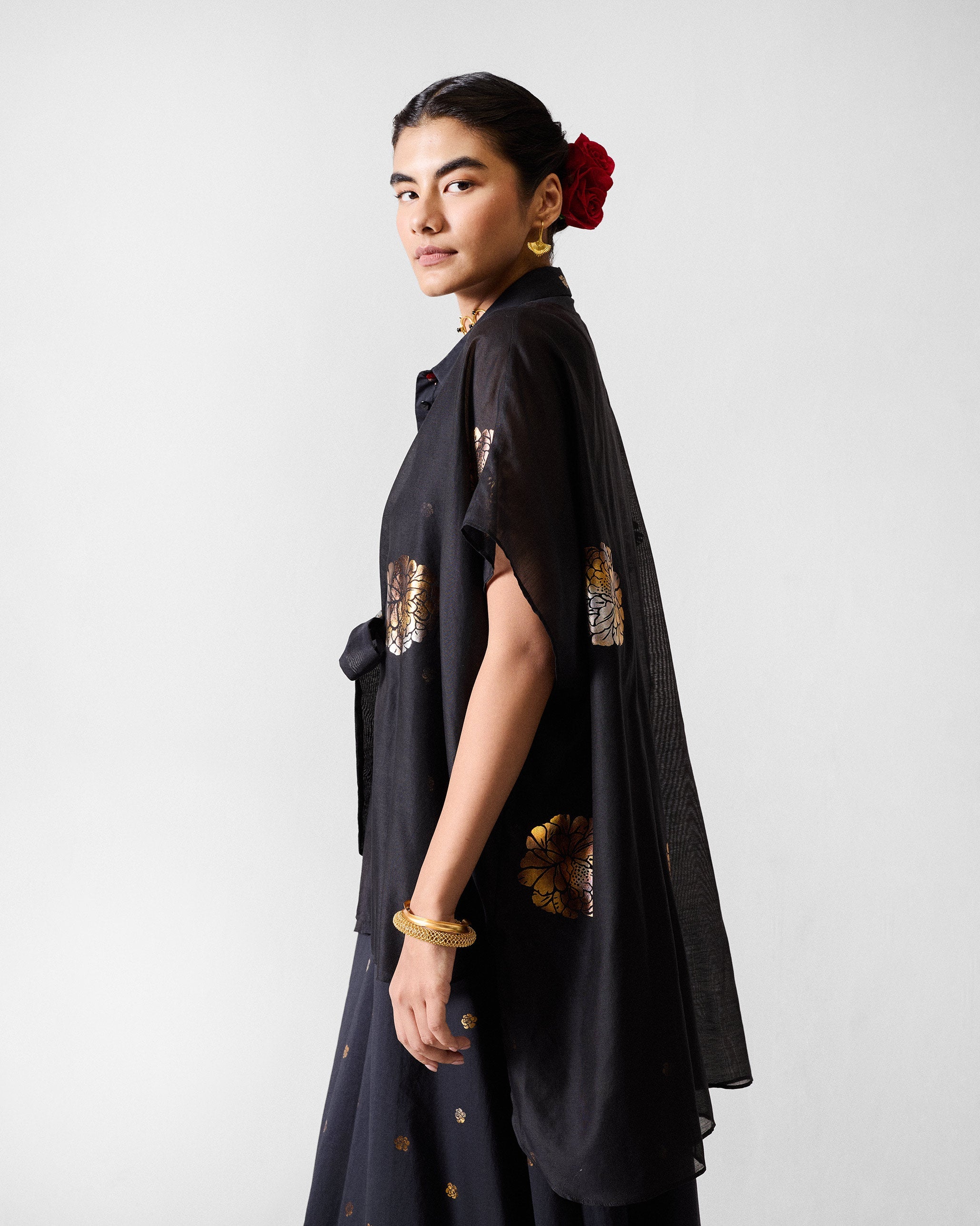 Autumn Bloom Overlay - Black & Gold Printed