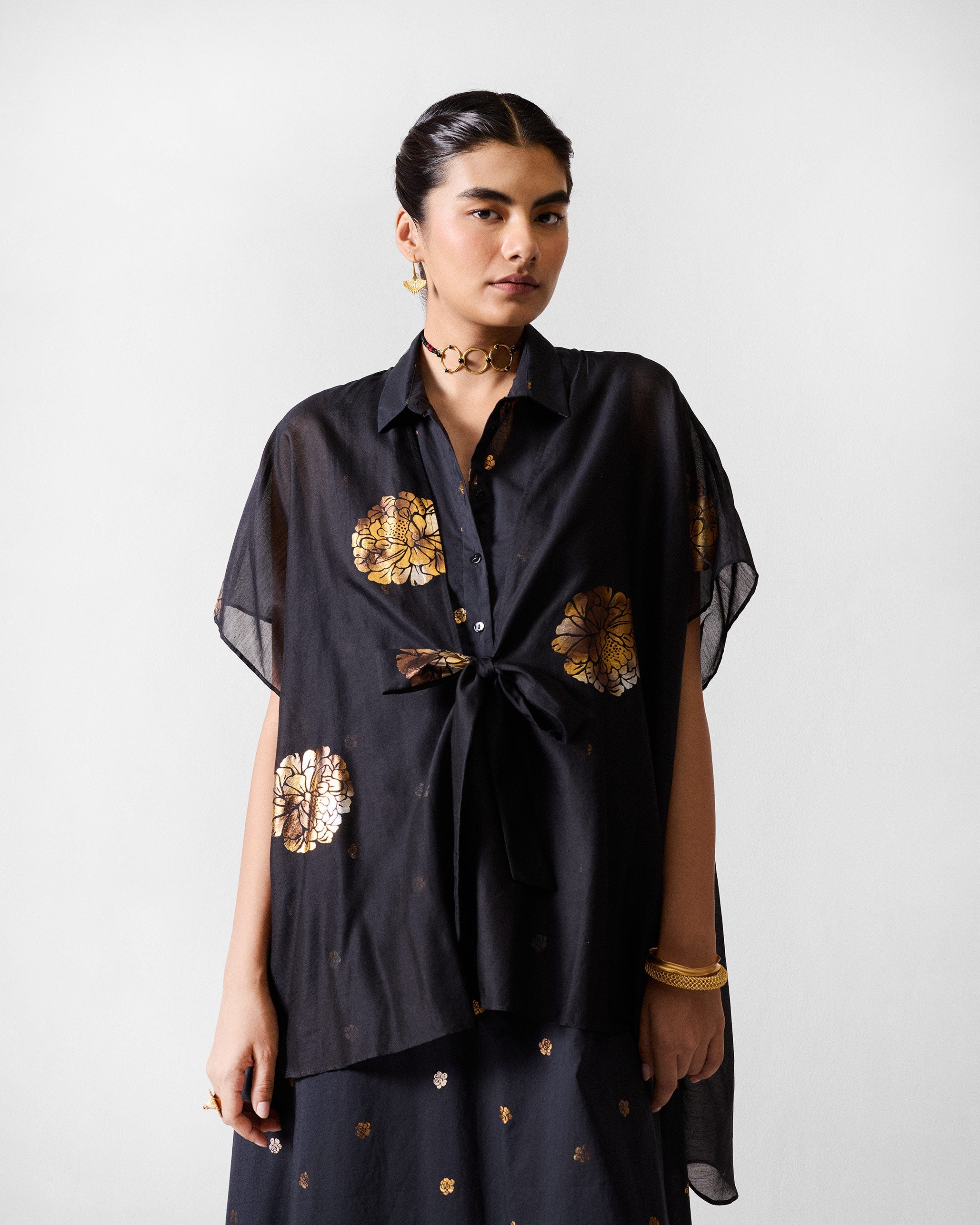 Autumn Bloom Overlay - Black & Gold Printed