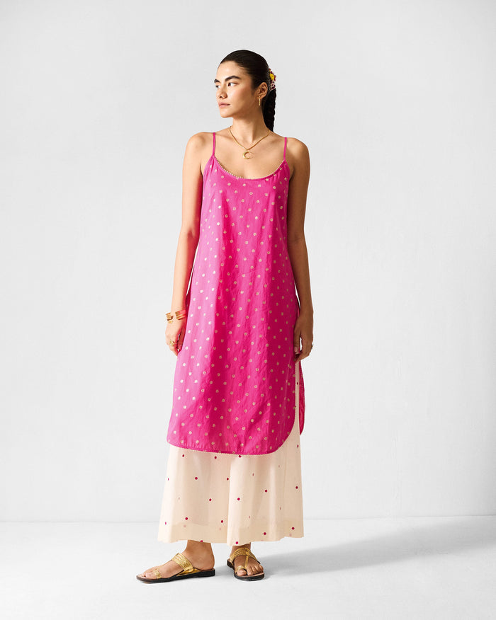 Vintage Camisole - Fuchsia & Gold Printed