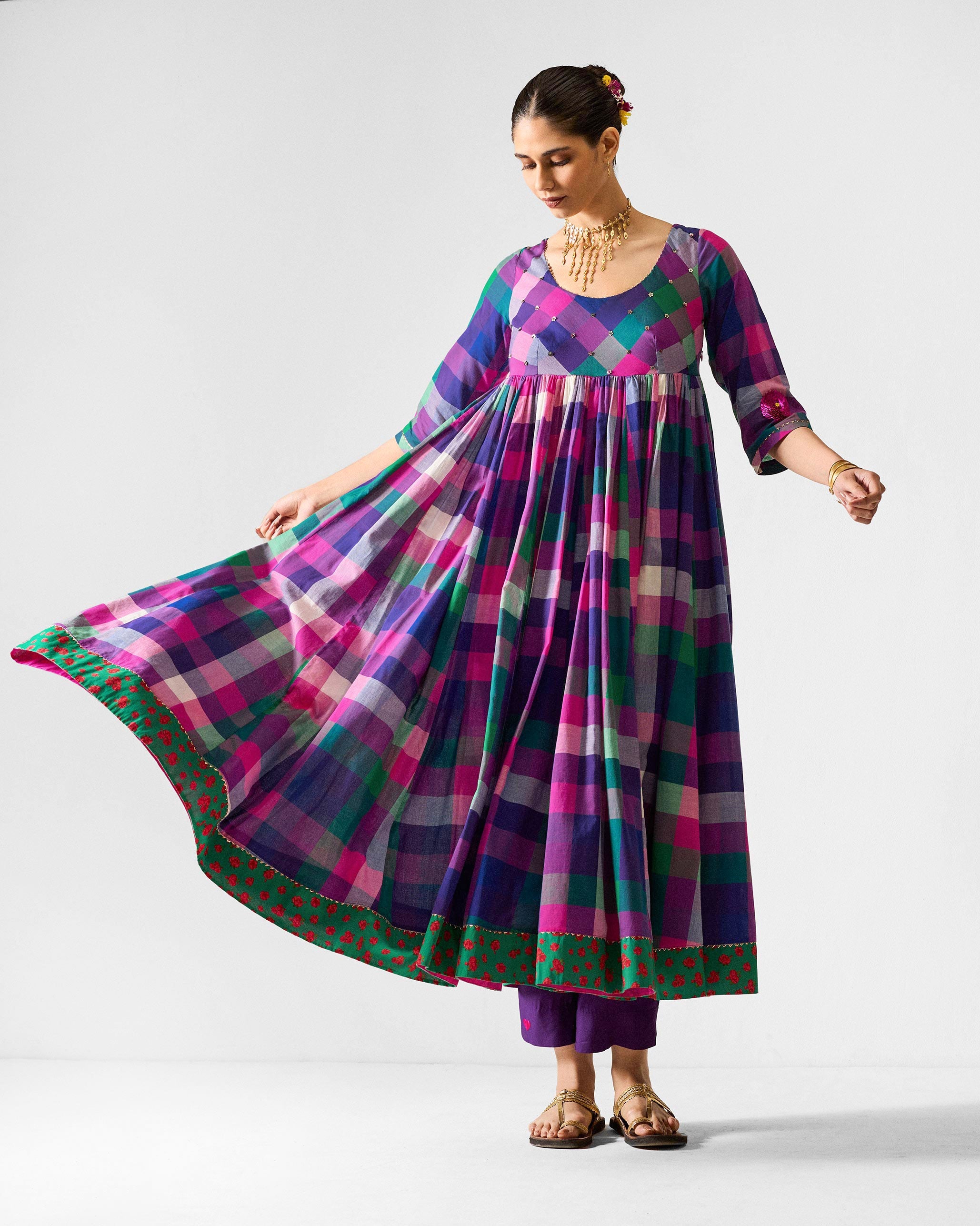 Belur Kurta - Multicolour Checks