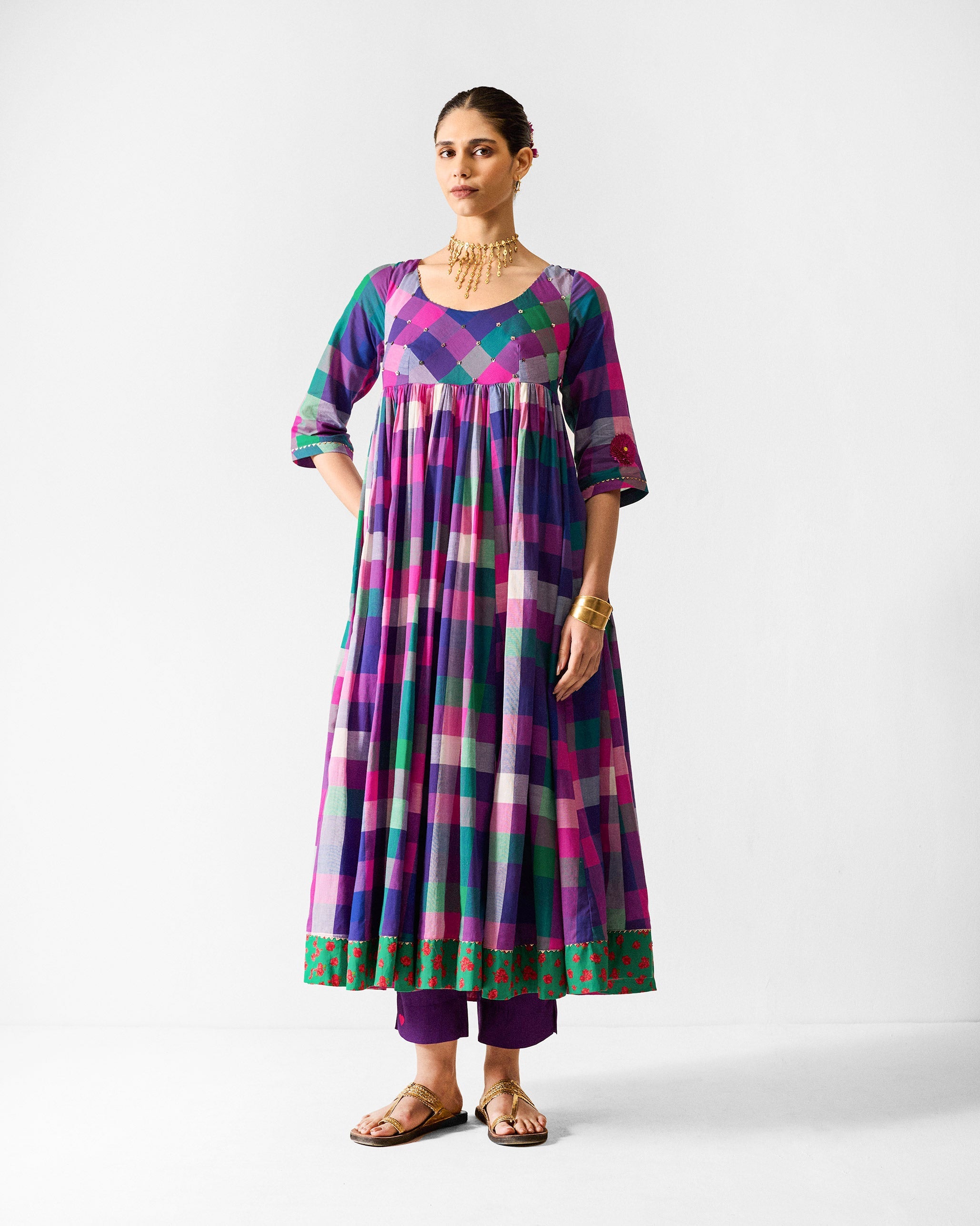 Belur Kurta - Multicolour Checks