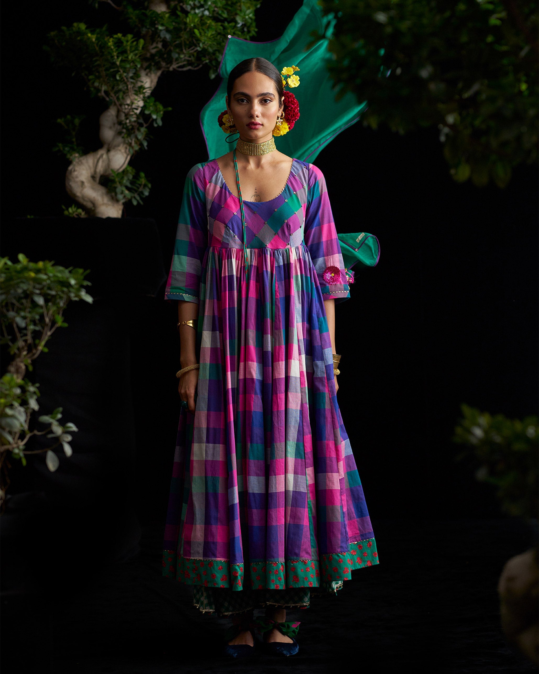 Belur Kurta - Multicolour Checks