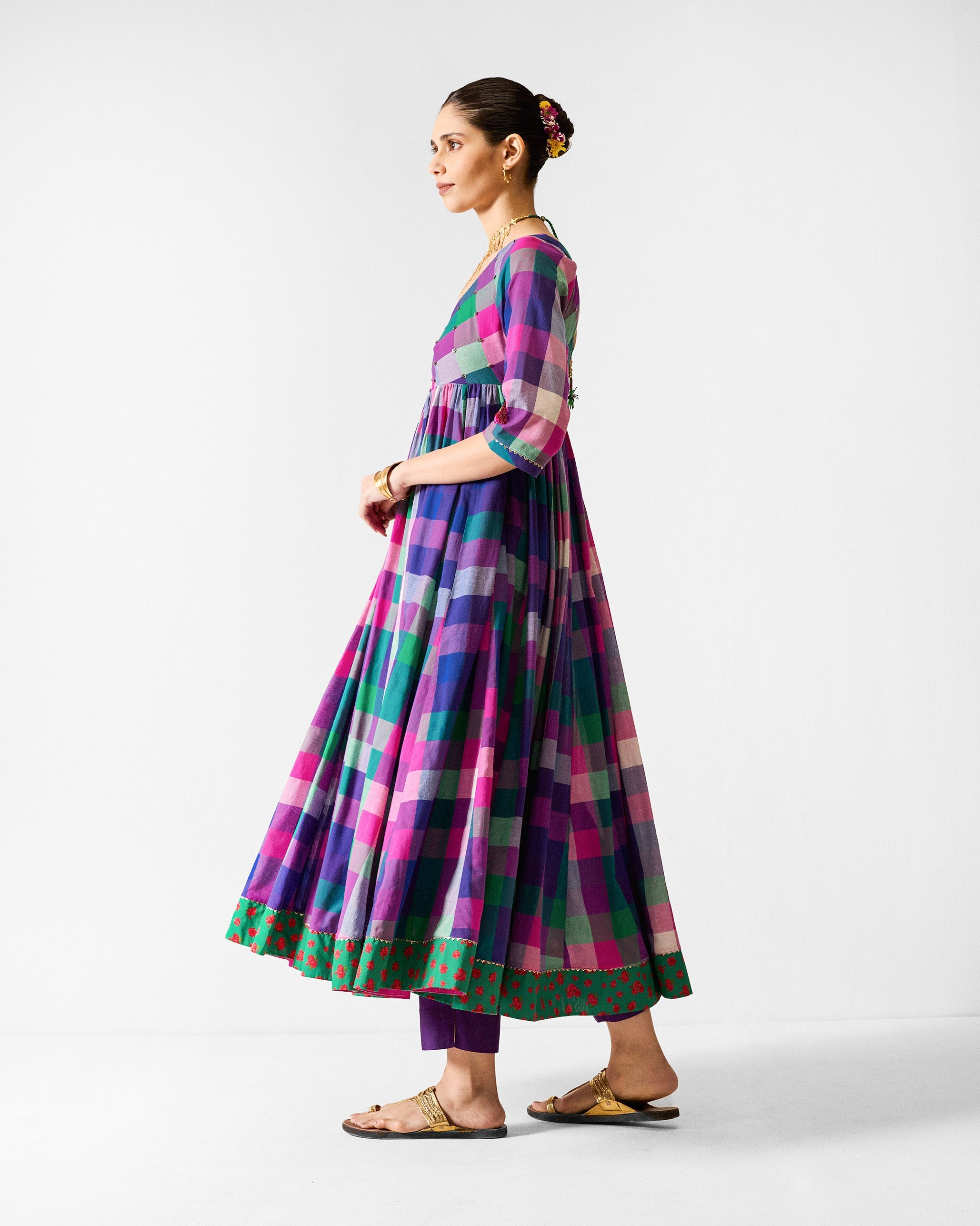 Belur Kurta - Multicolour Checks