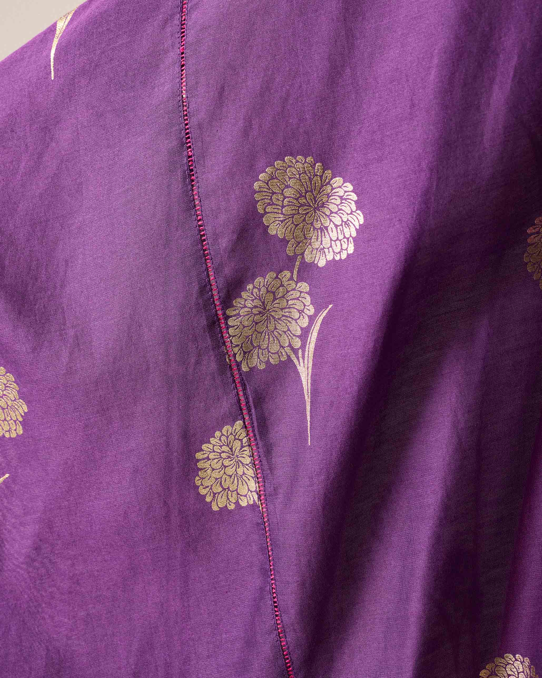 Diu Kurta - Purple & Gold Printed
