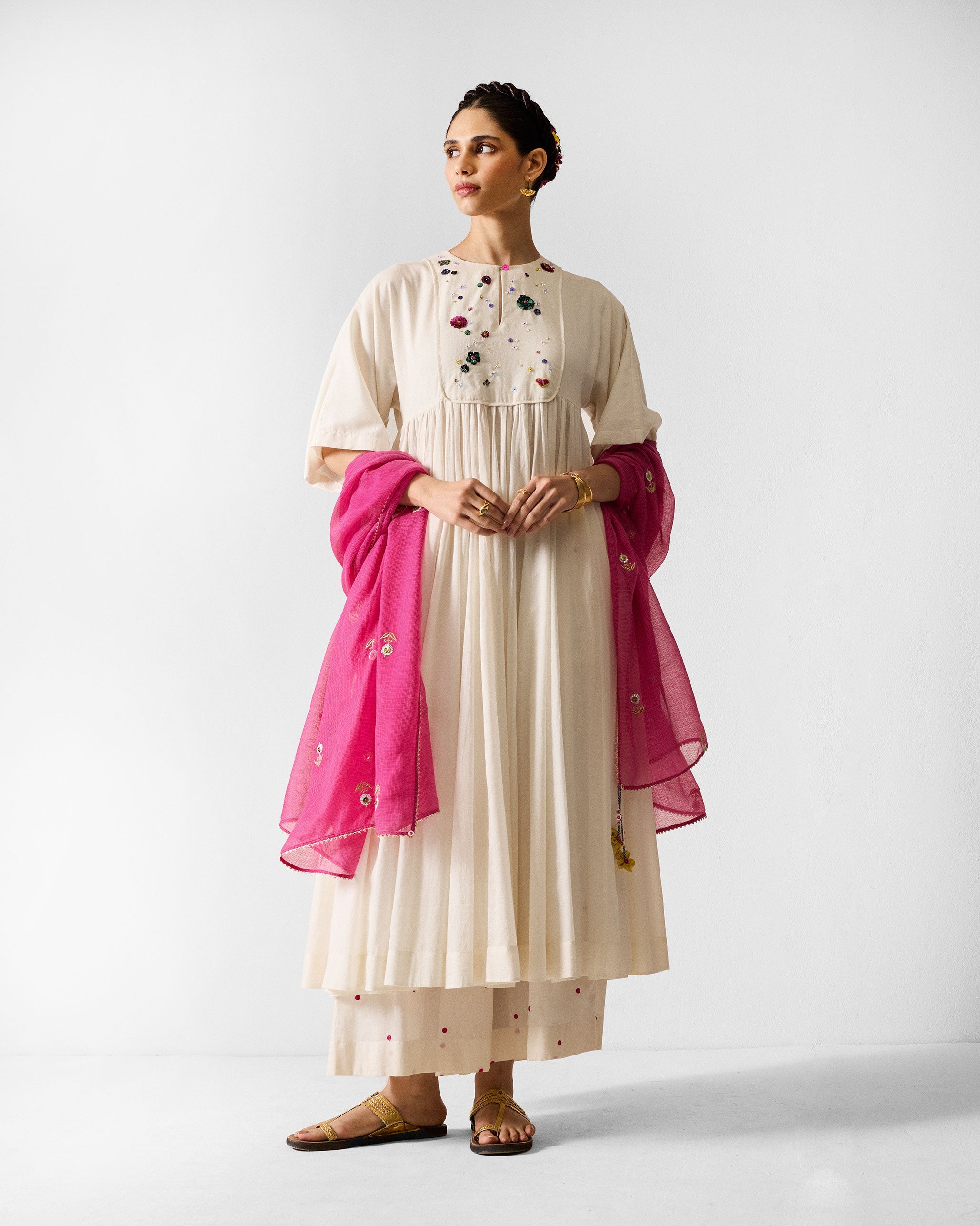 Kosi Kurta - Ivory Embroidered