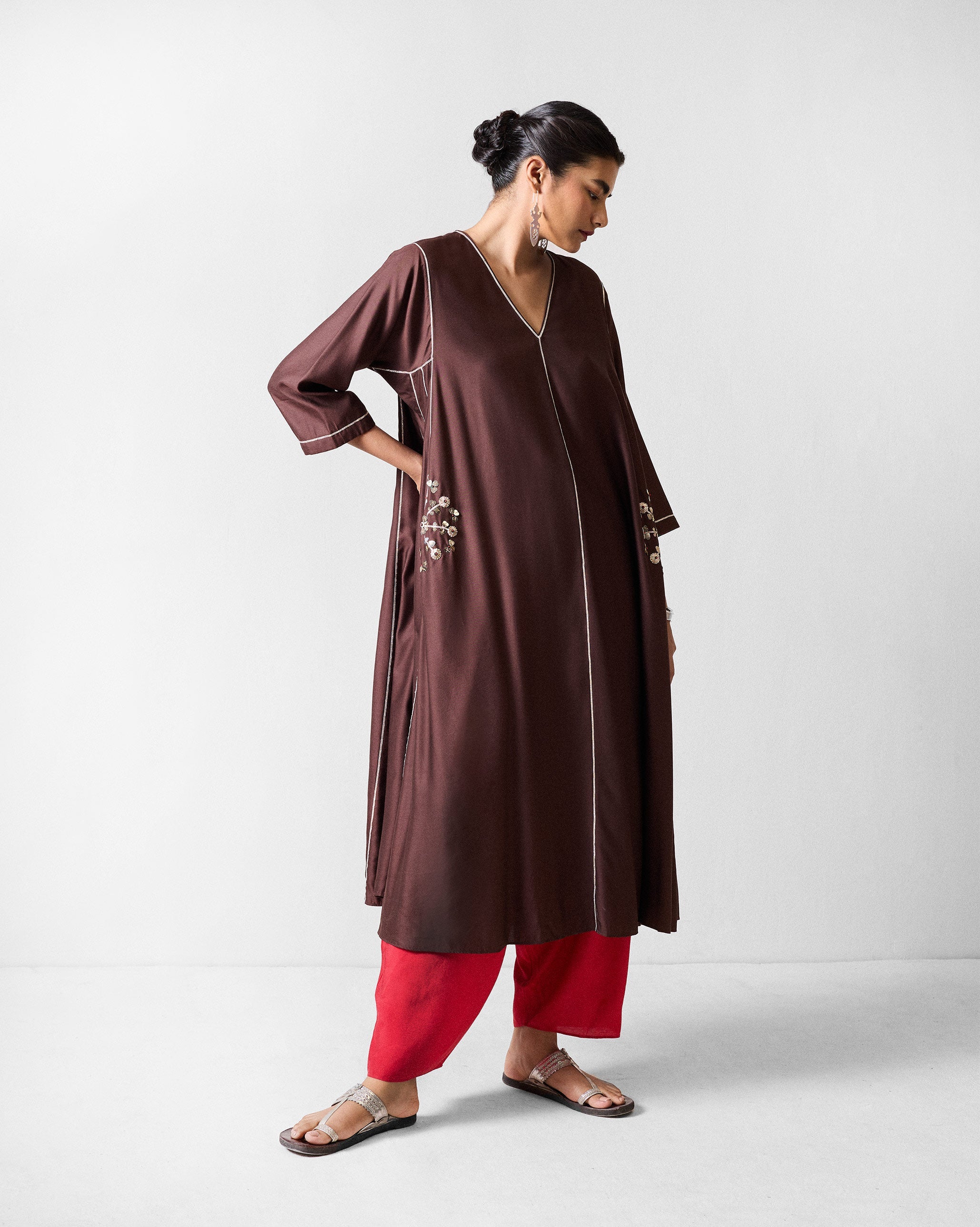 Aheli Kurta - Chocolate Brown