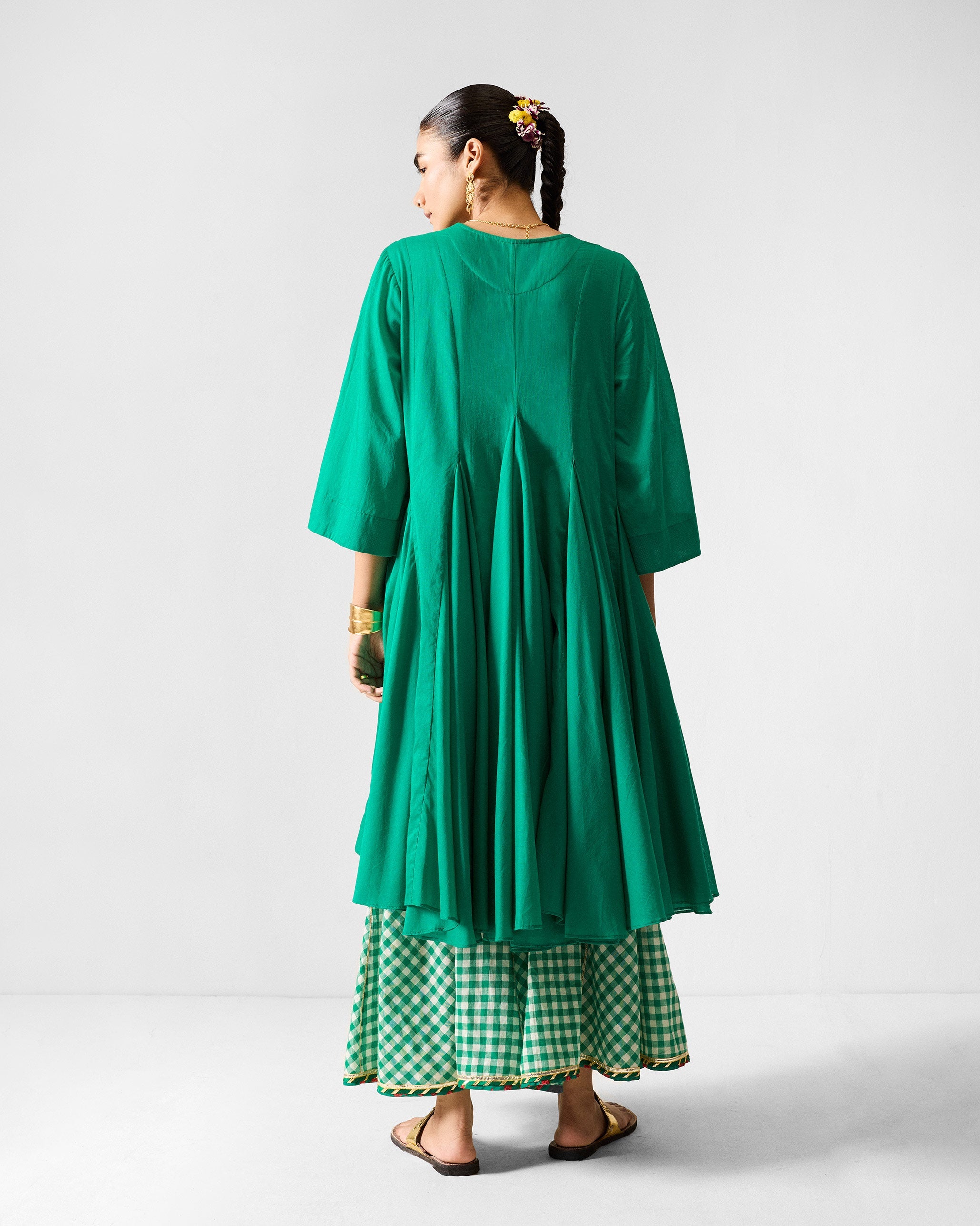 Gusset Long Kurta - Green