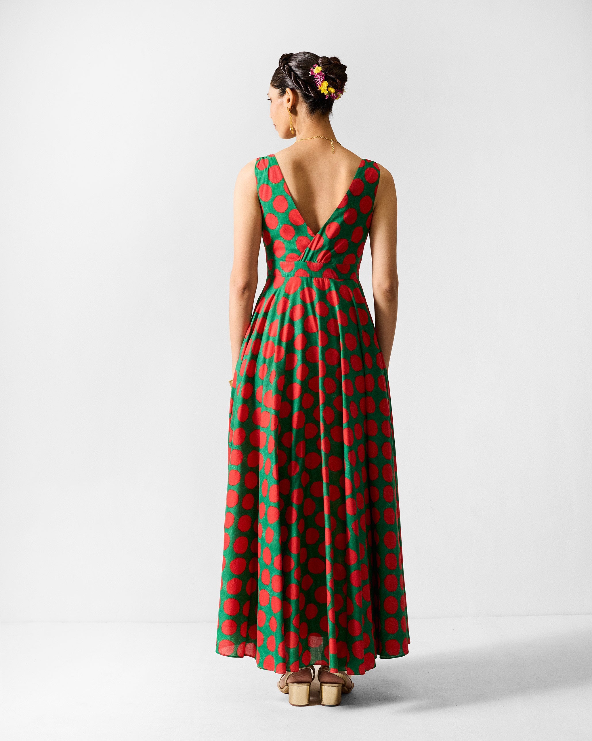Tribe Dress - Red & Green Printed