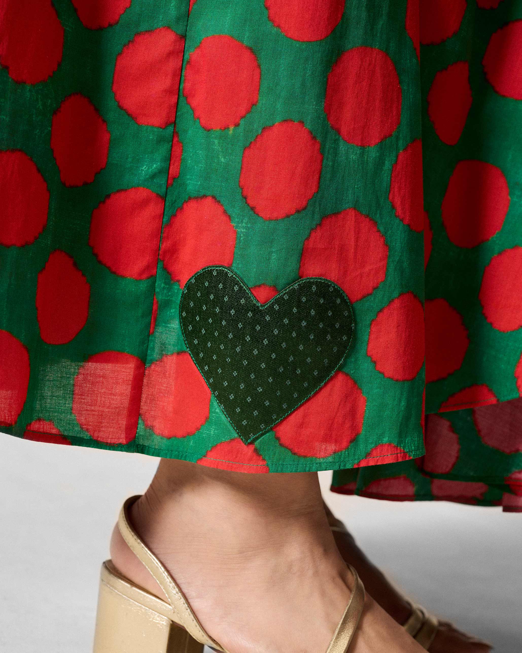 Tribe Dress - Red & Green Printed