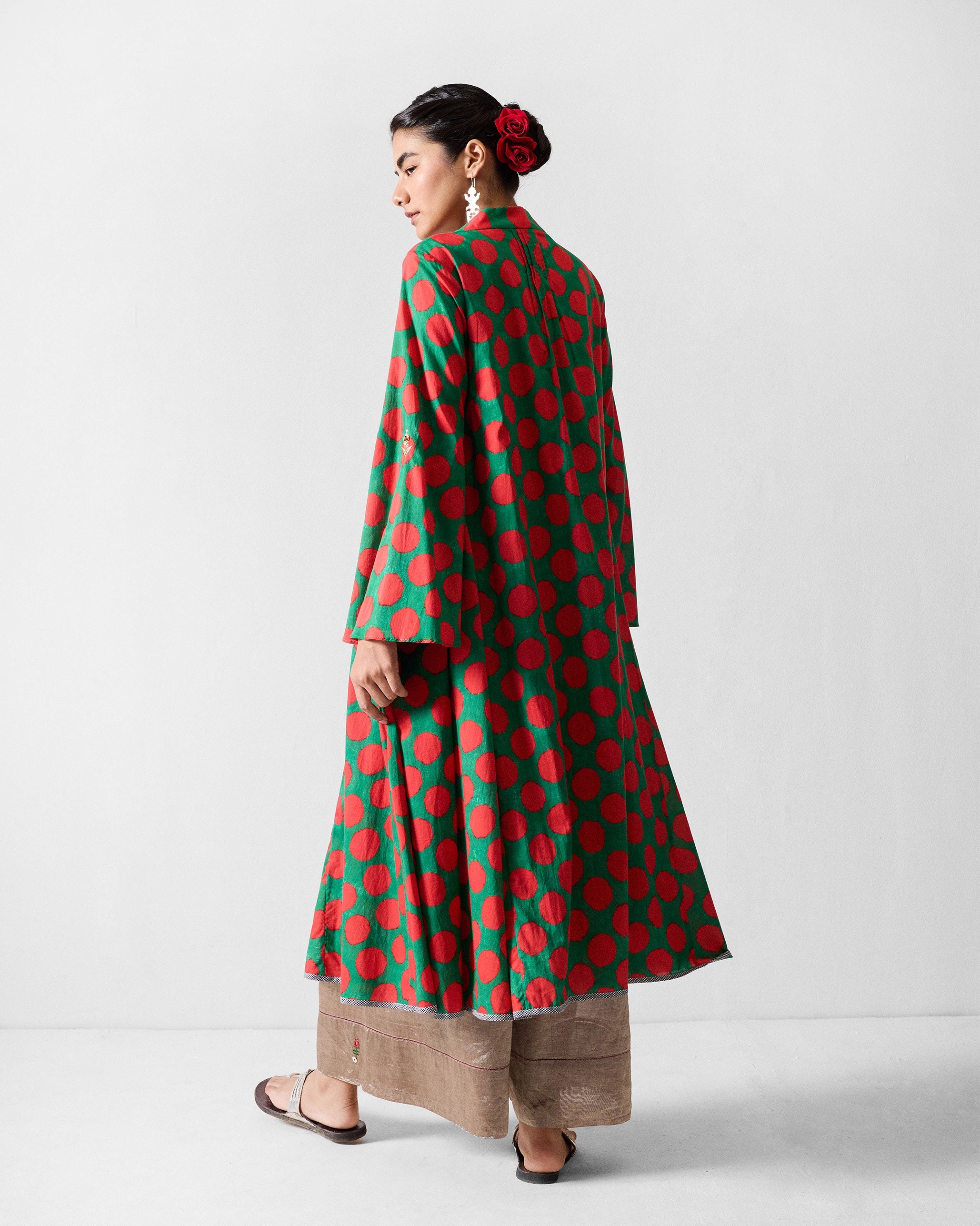 Talas Kurta - Red & Green Printed