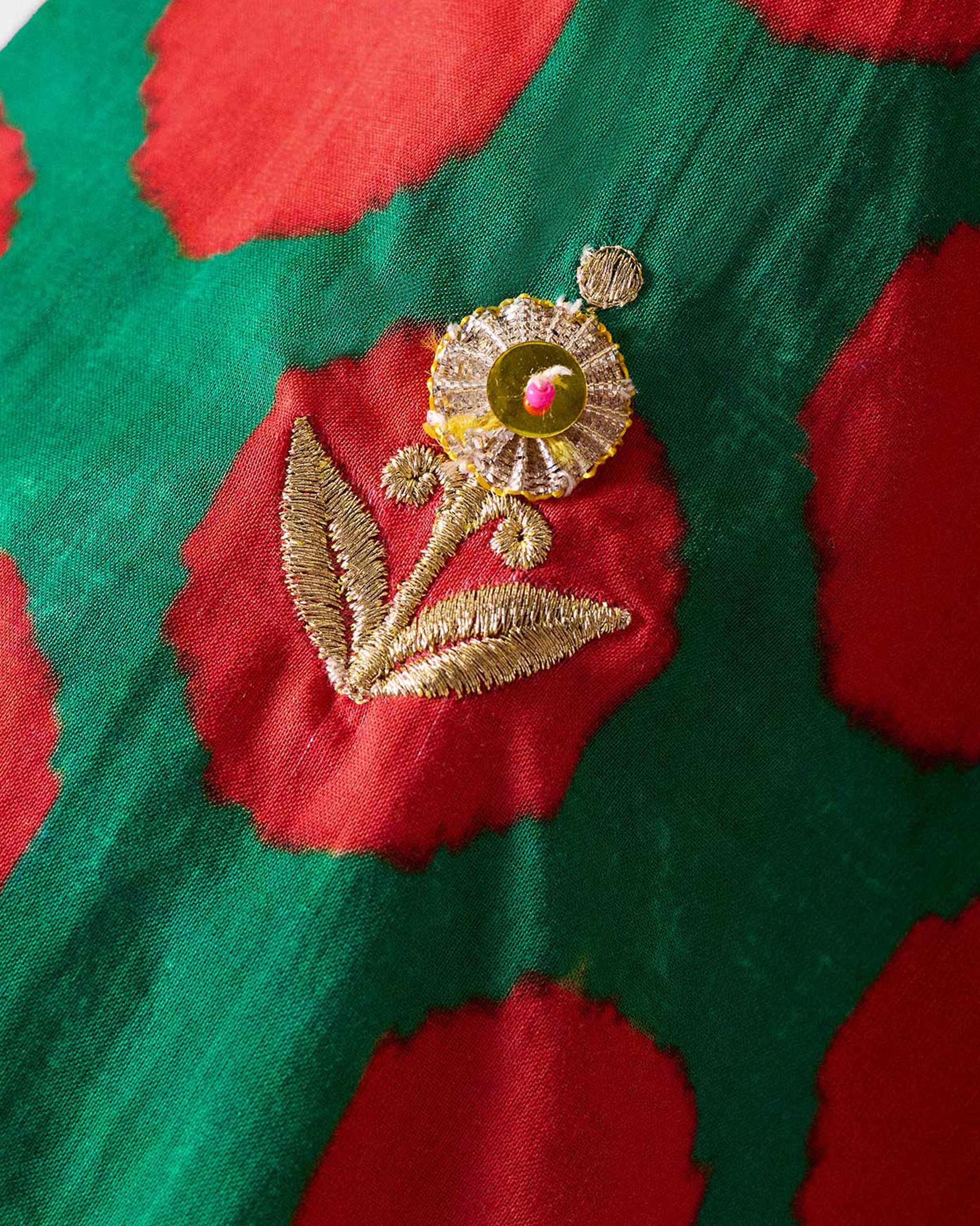 Talas Kurta - Red & Green Printed