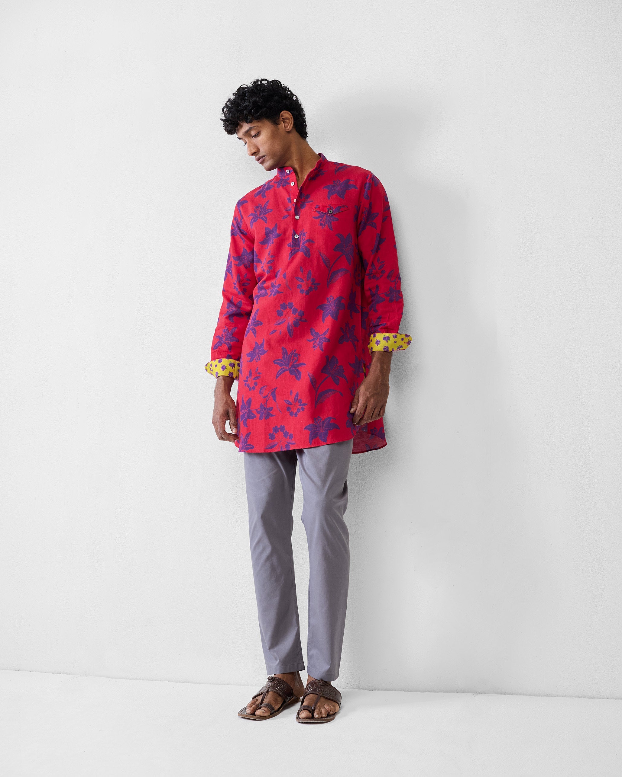 Fort Kurta - Red & Purple Printed