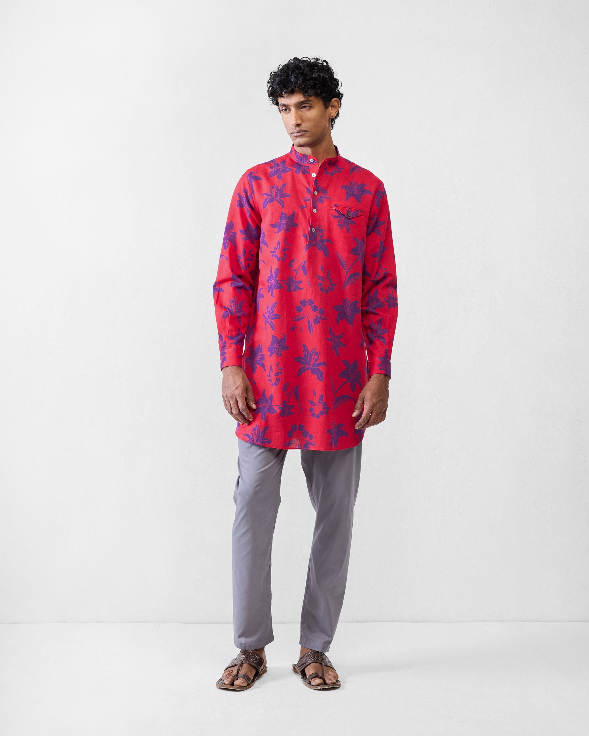 Fort Kurta - Red & Purple Printed
