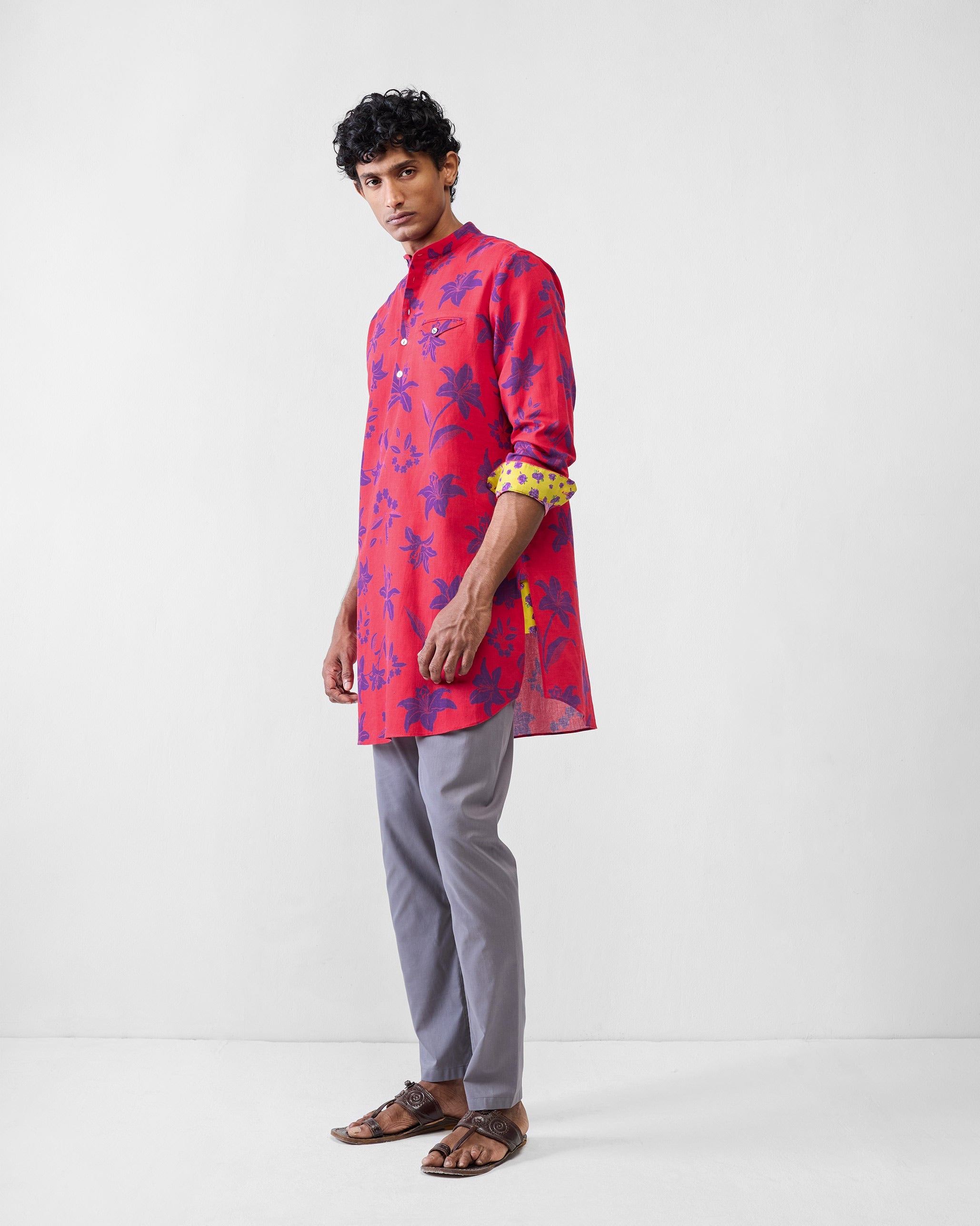 Fort Kurta - Red & Purple Printed