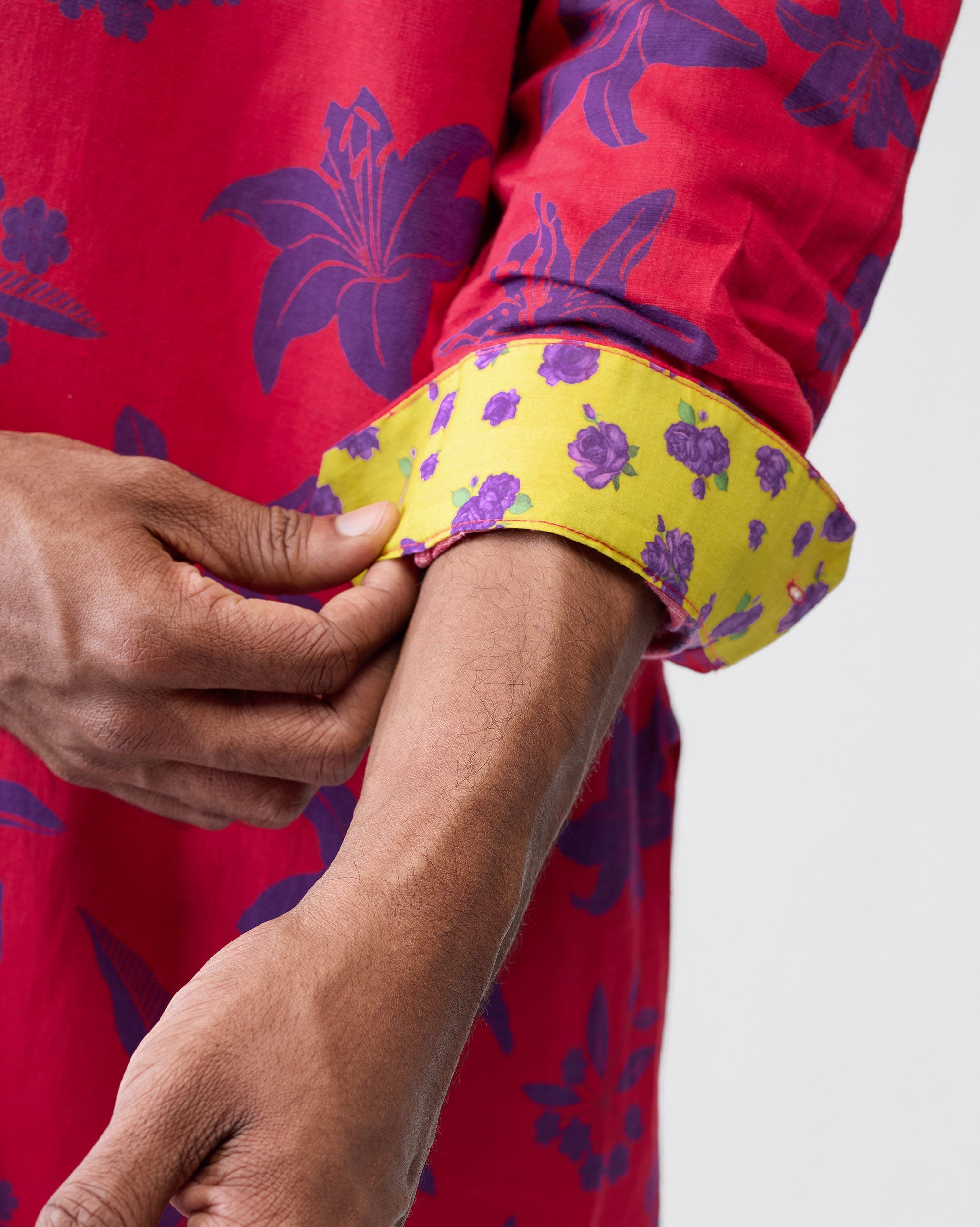 Fort Kurta - Red & Purple Printed