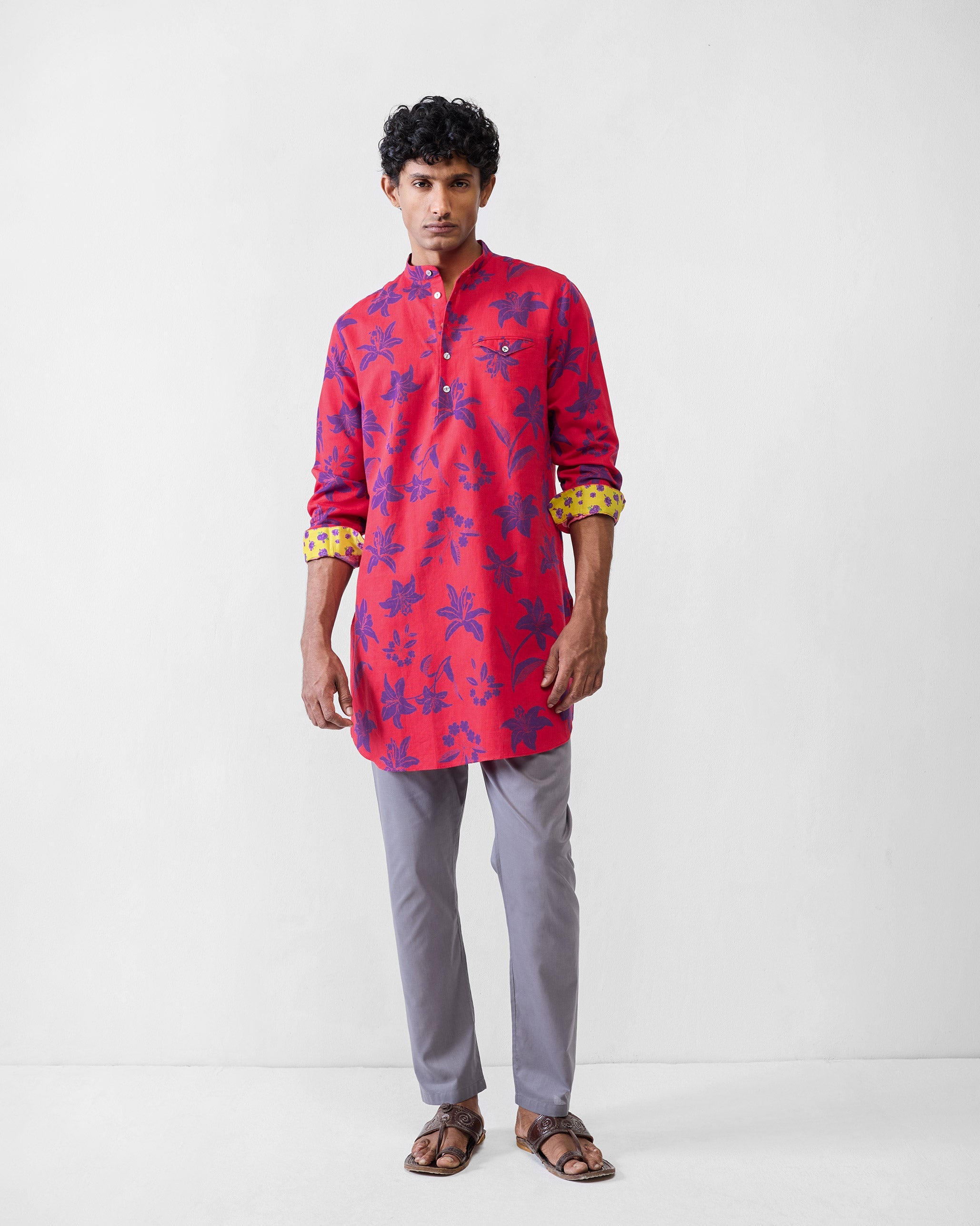 Fort Kurta - Red & Purple Printed